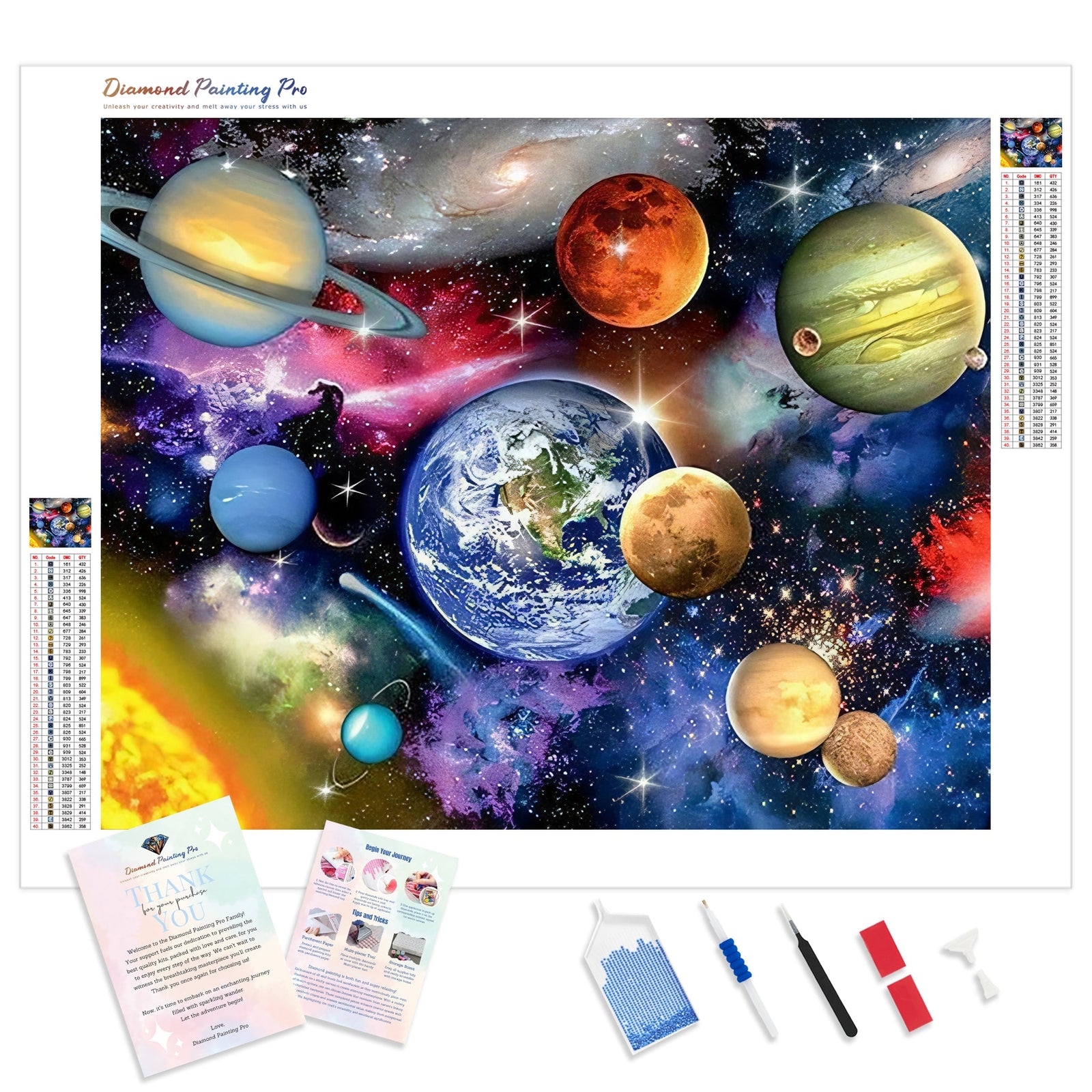 Galaxy Space Planet | Diamond Painting Kit - Full Drill - Square or Round Diamonds with AB Drills Option