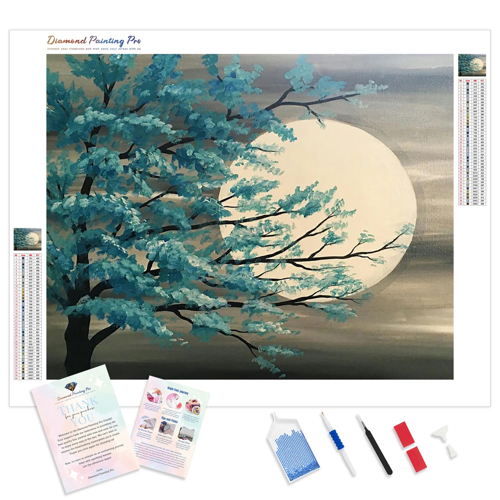 Moon Tree Landscape | Diamond Painting Kit - Full Drill - Square or Round Diamonds with AB Drills Option