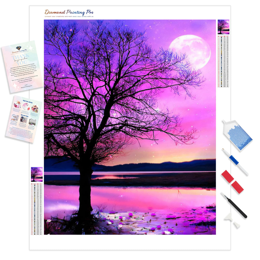 Purple Moon | Diamond Painting Kit - Full Drill - Square or Round Diamonds with AB Drills Option