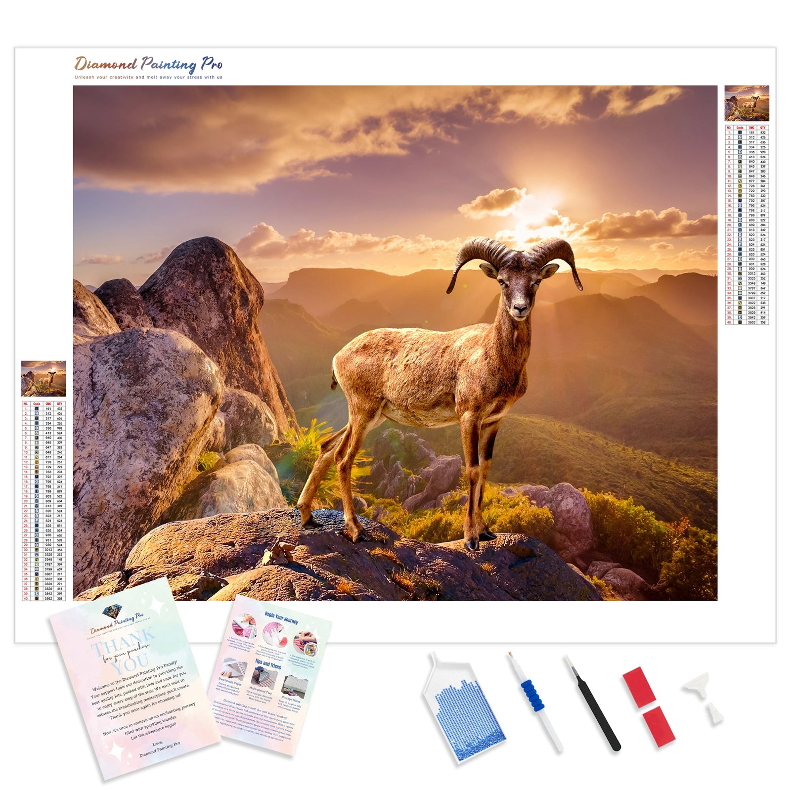 Goat on the Mountain | Diamond Painting Kit - Full Drill - Square or Round Diamonds with AB Drills Option