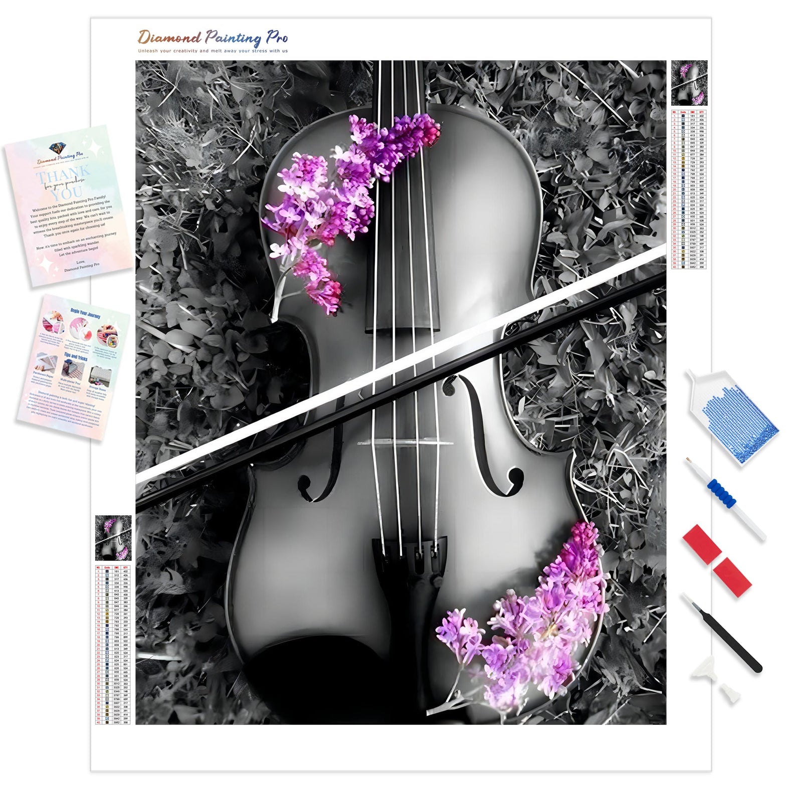 Violet Violin | Diamond Painting Kit - Full Drill - Square or Round Diamonds with AB Drills Option