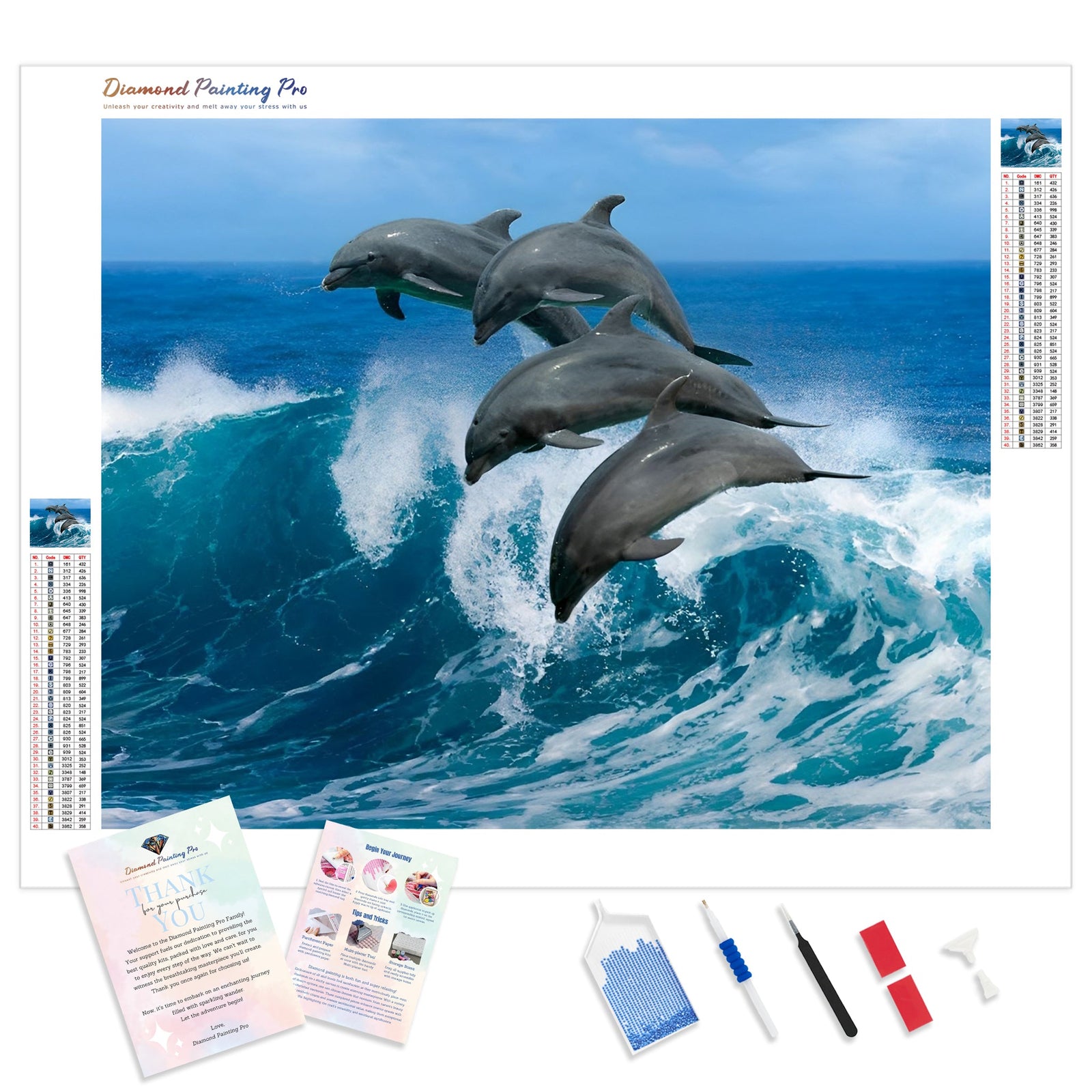 Dolphins Leaps | Diamond Painting Kit - Full Drill - Square or Round Diamonds with AB Drills Option