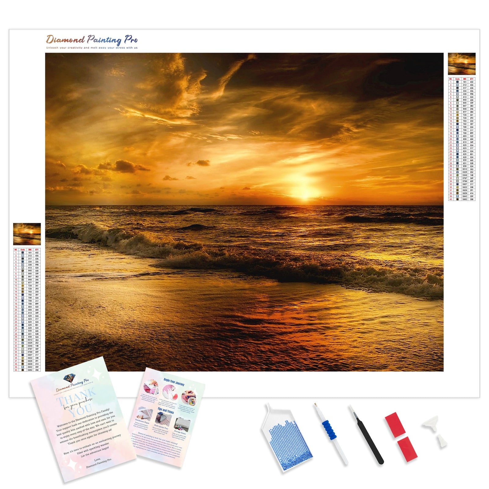 Ocean under Sunset | Diamond Painting Kit - Full Drill - Square or Round Diamonds with AB Drills Option