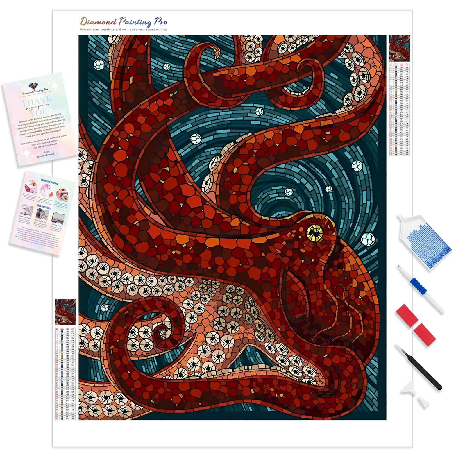 Giant Octopus | Diamond Painting Kit - Full Drill - Square or Round Diamonds with AB Drills Option