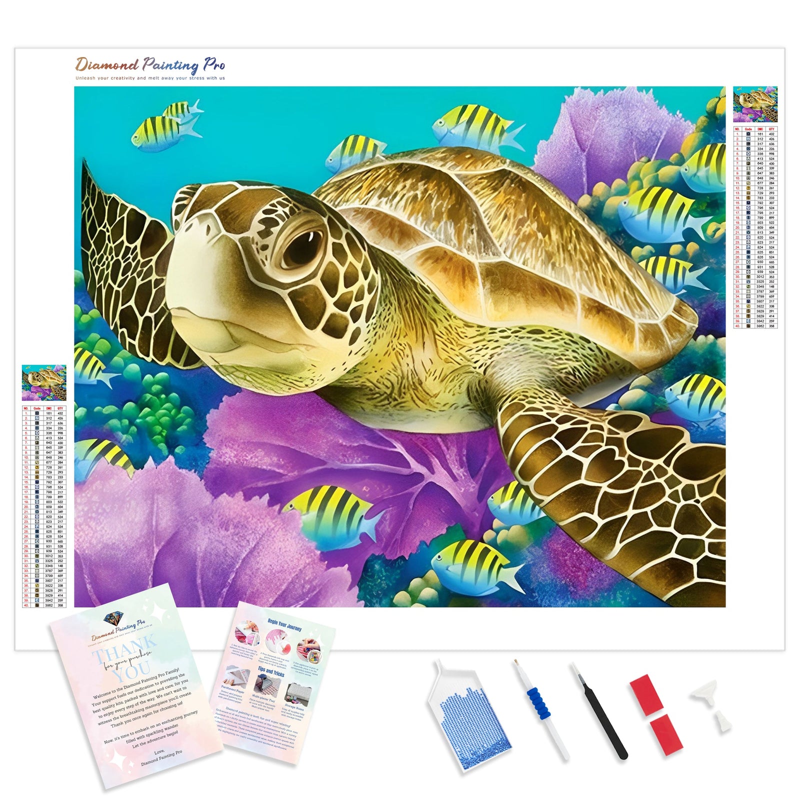 Sea Turtle Close-up | Diamond Painting Kit - Full Drill - Square or Round Diamonds with AB Drills Option