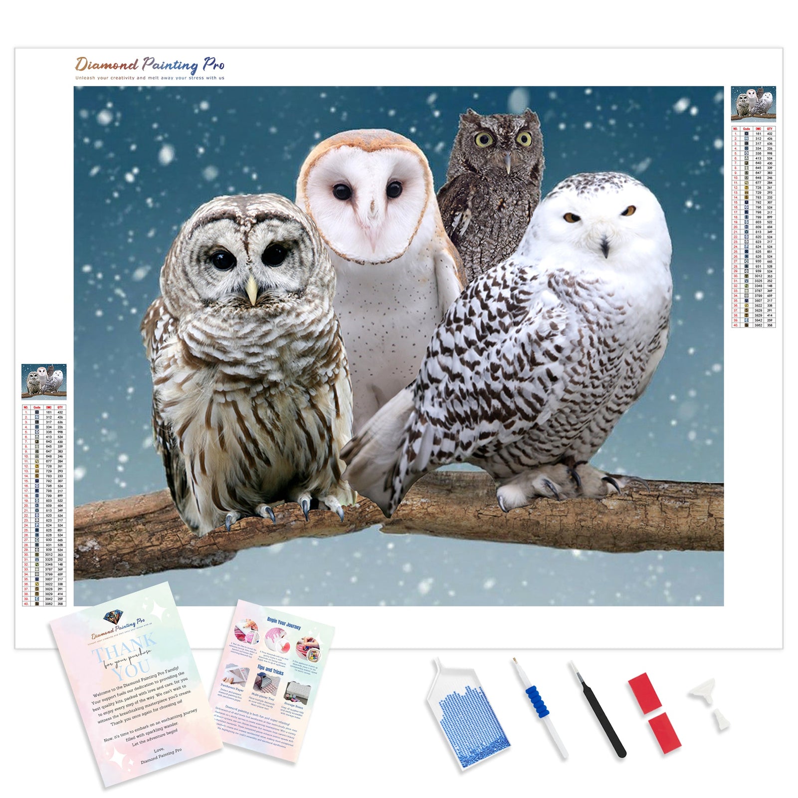 Owls | Diamond Painting Kit - Full Drill - Square or Round Diamonds with AB Drills Option