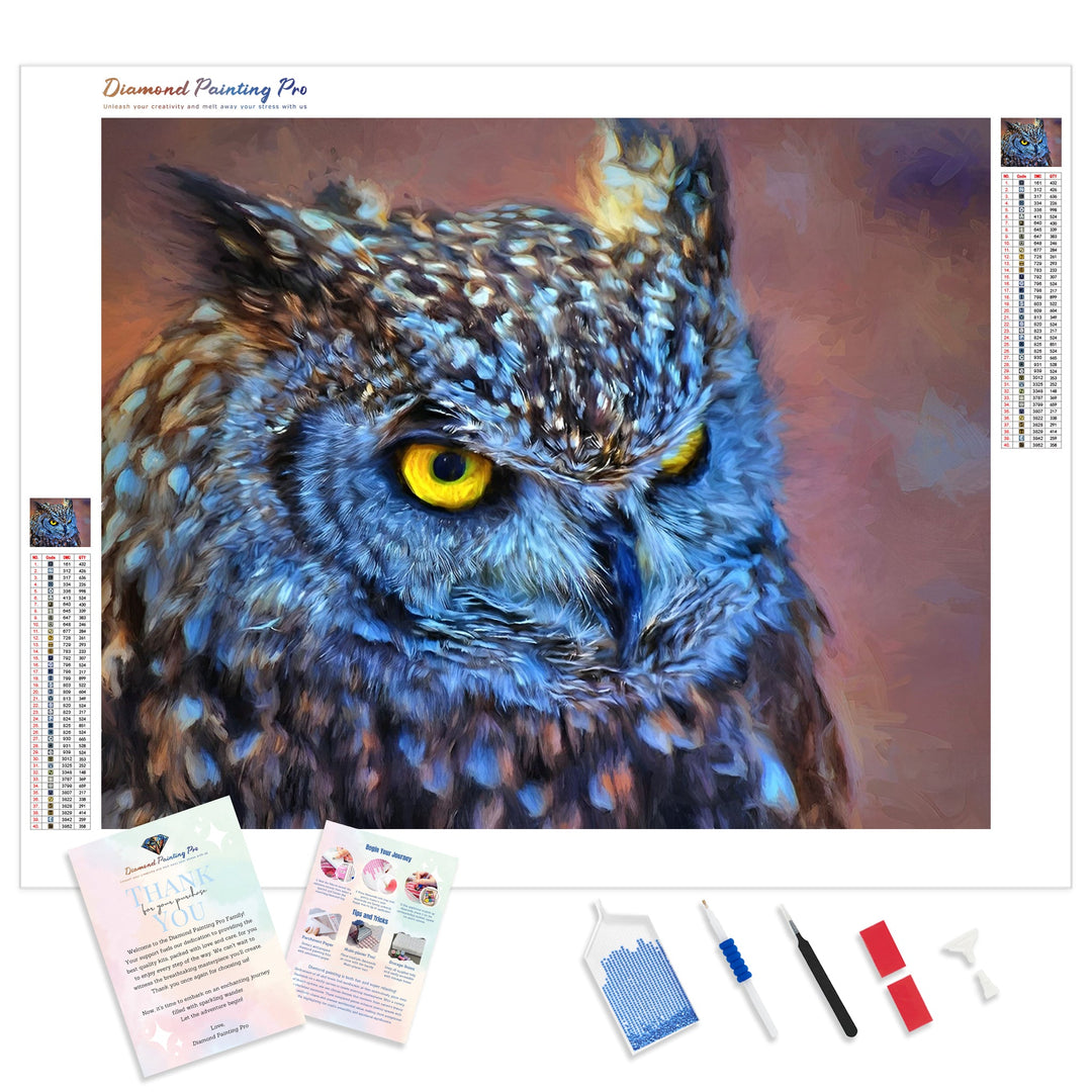 Mystical Owl | Diamond Painting Kit - Full Drill - Square or Round Diamonds with AB Drills Option