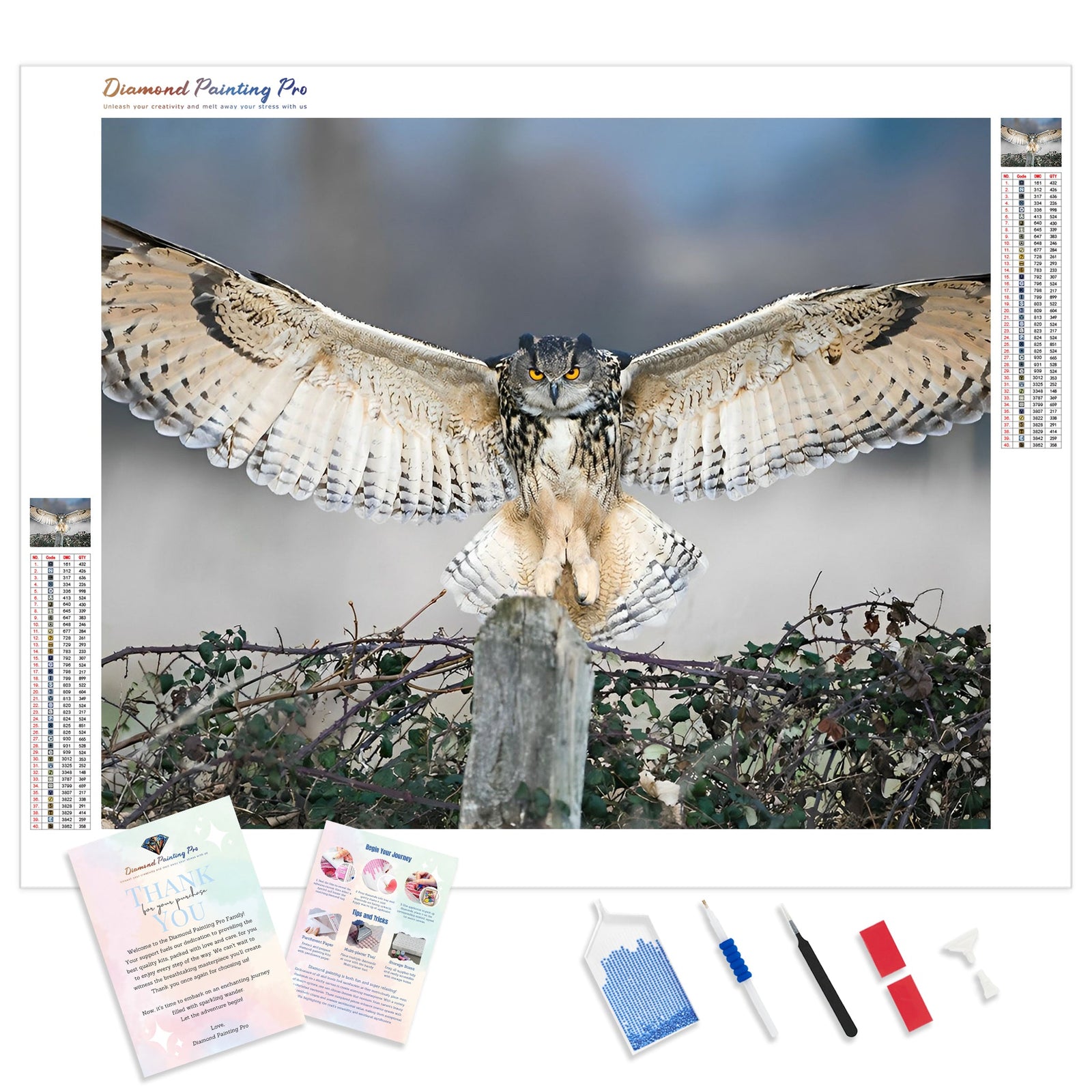 Majestic Owl | Diamond Painting Kit - Full Drill - Square or Round Diamonds with AB Drills Option