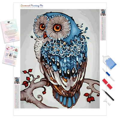 Berry Branch Mandela Owl | Diamond Painting Kit - Full Drill - Square or Round Diamonds with AB Drills Option