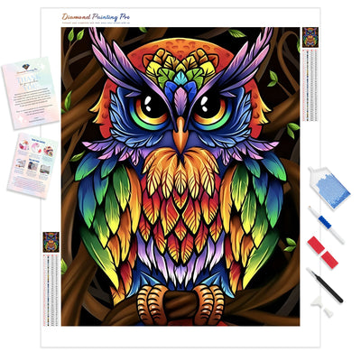 Rainbow Hoot | Diamond Painting Kit - Full Drill - Square or Round Diamonds with AB Drills Option