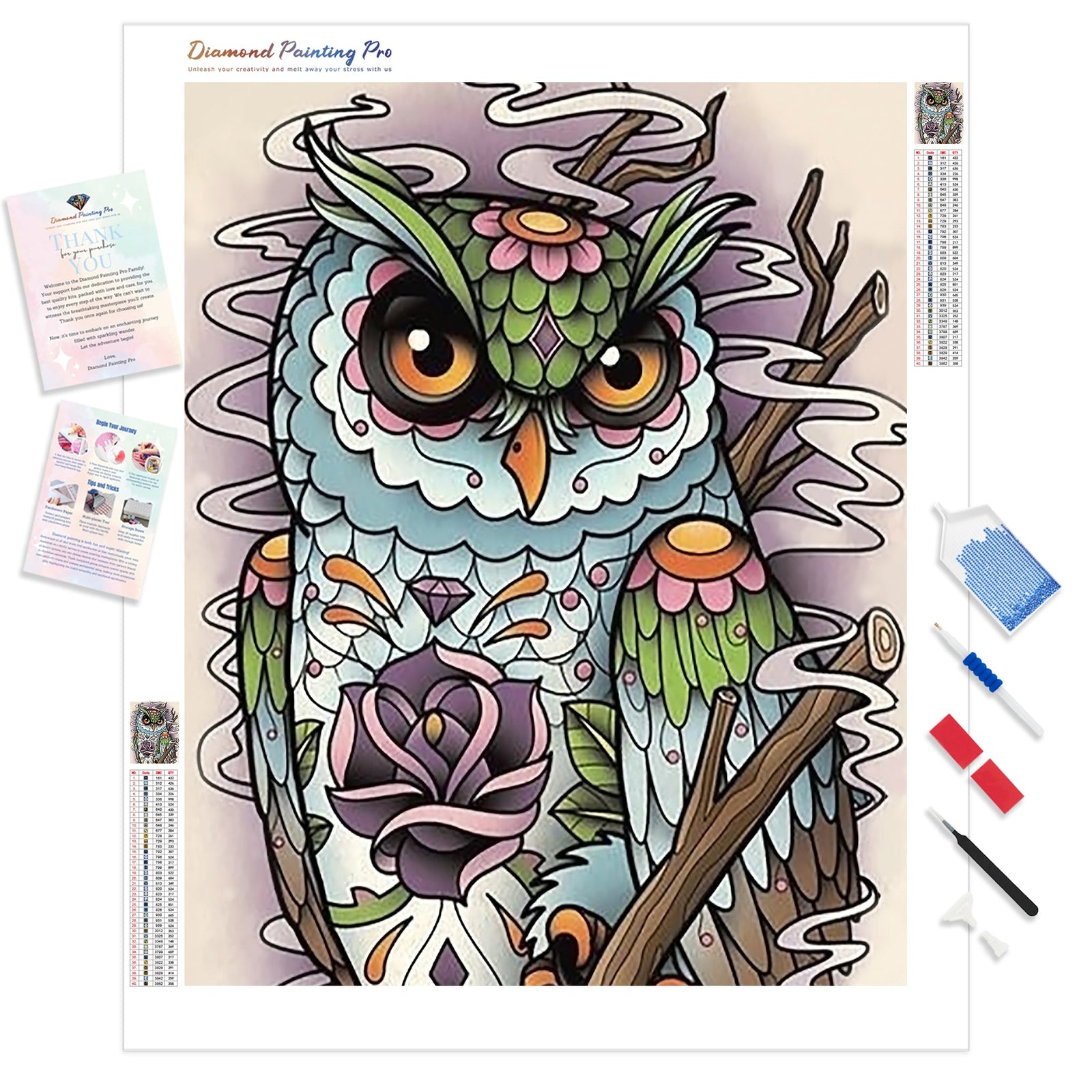 Trippy Hoot | Diamond Painting Kit - Full Drill - Square or Round Diamonds with AB Drills Option