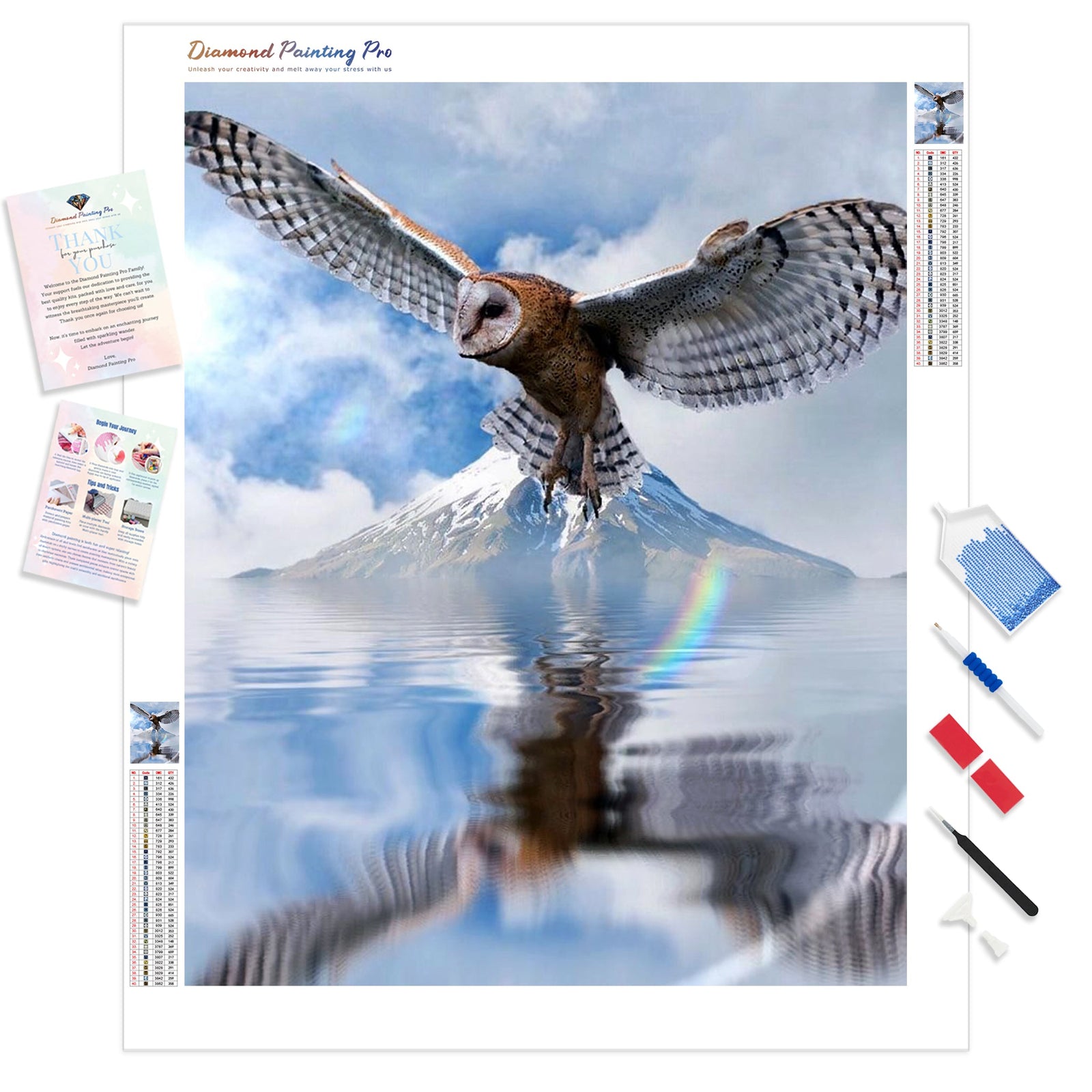 Reflections of the Owl | Diamond Painting Kit - Full Drill - Square or Round Diamonds with AB Drills Option