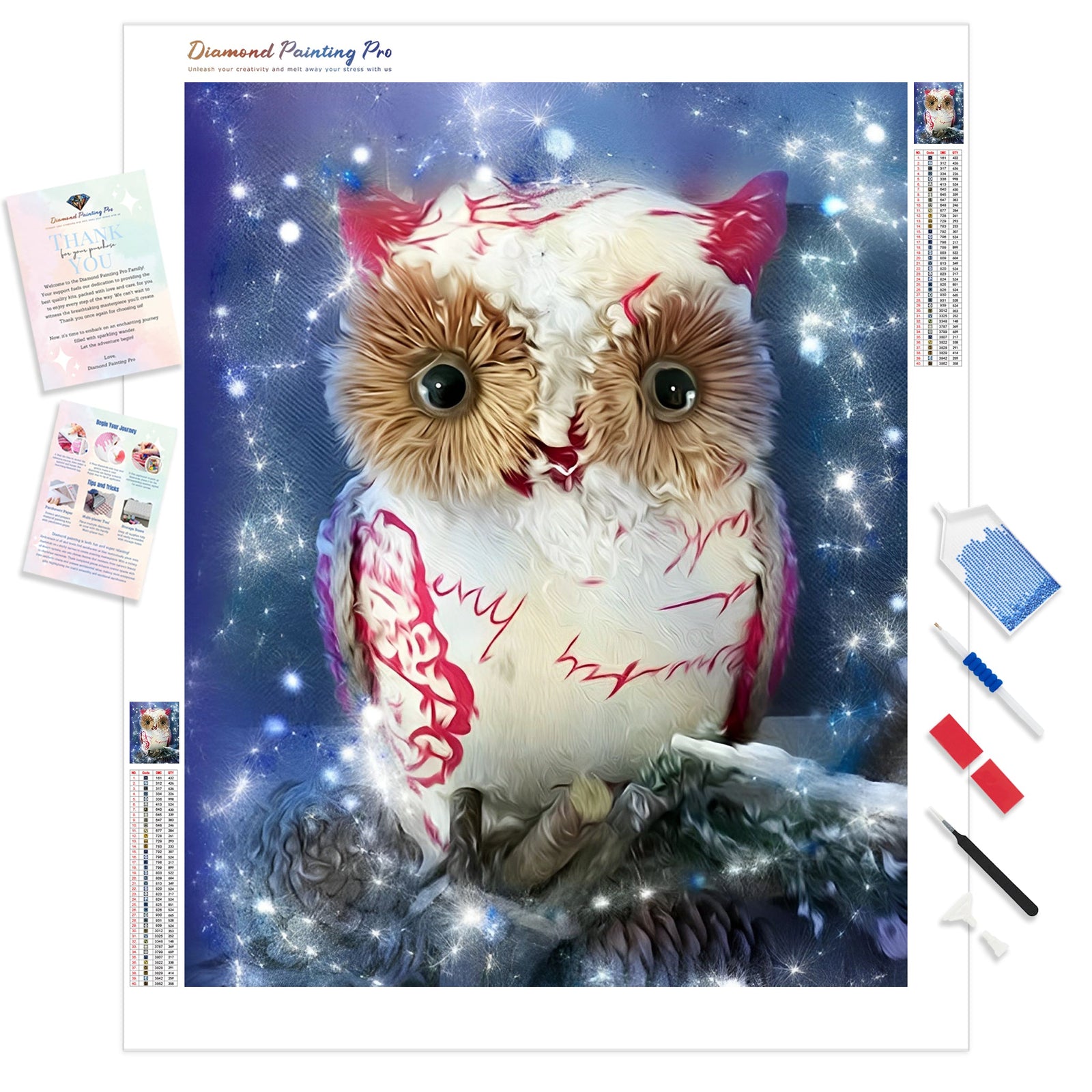 Sparkle Owl | Diamond Painting Kit - Full Drill - Square or Round Diamonds with AB Drills Option