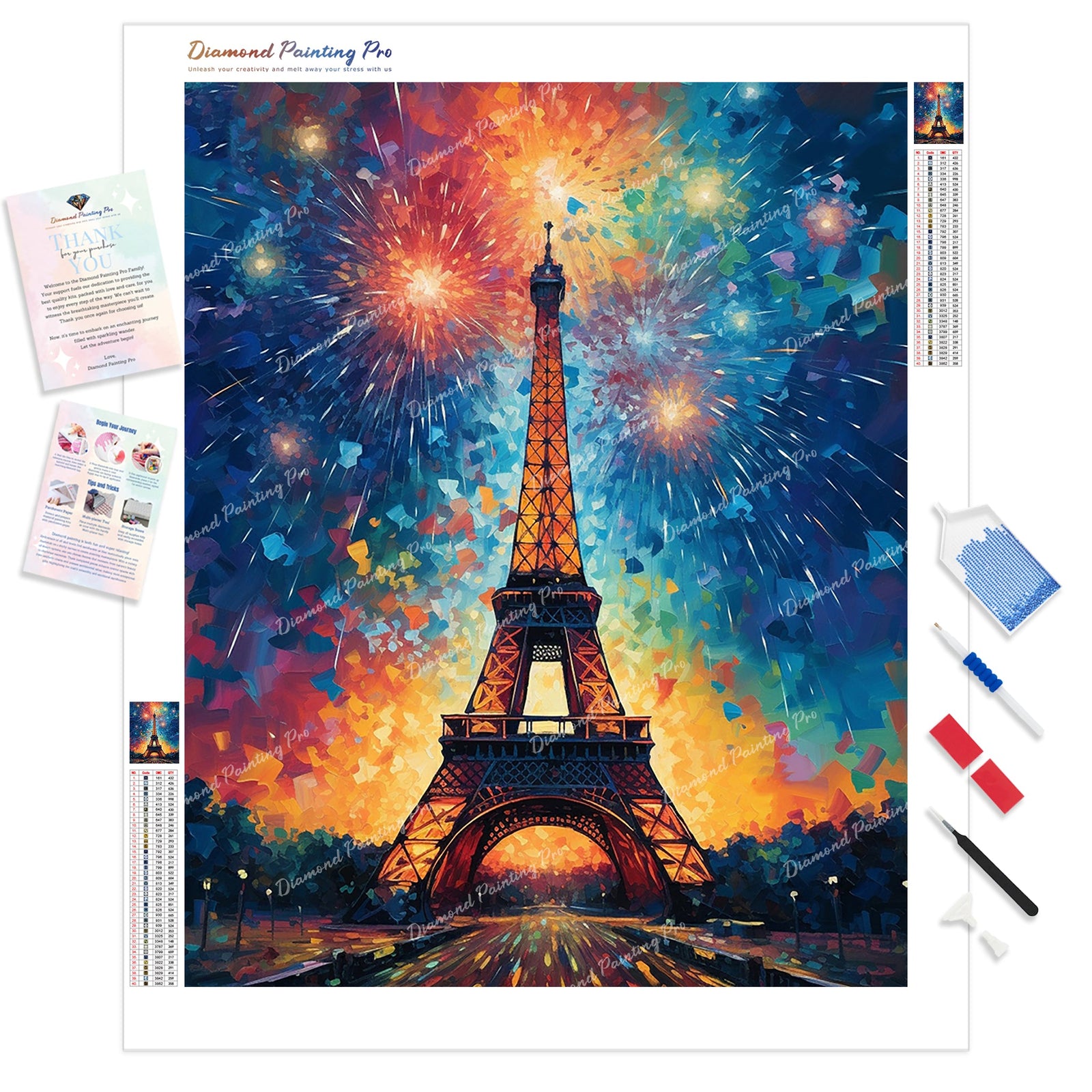 Fireworks over Eiffel | Diamond Painting Kit - Full Drill - Square or Round Diamonds with AB Drills Option