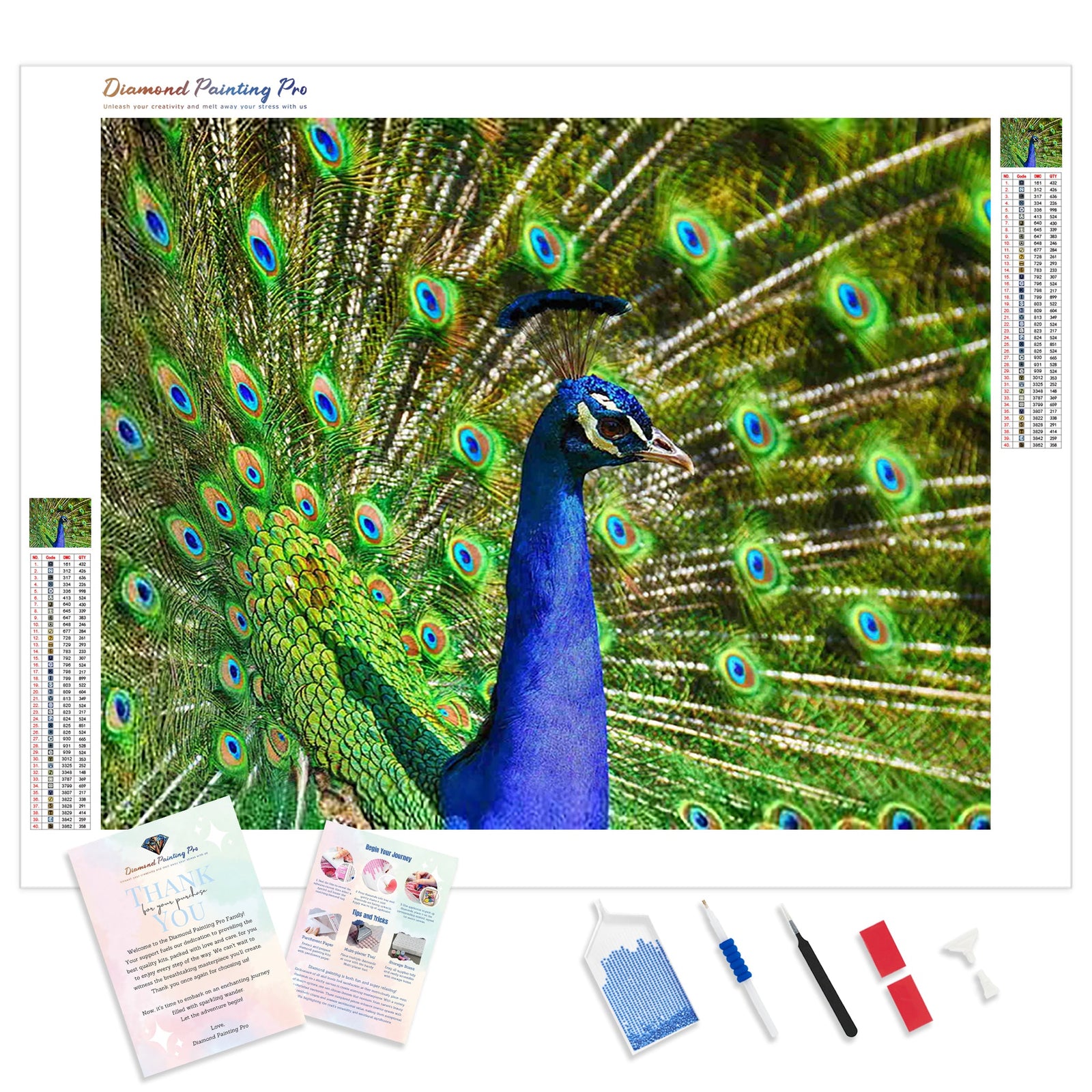 Beautiful Peacock | Diamond Painting Kit - Full Drill - Square or Round Diamonds with AB Drills Option