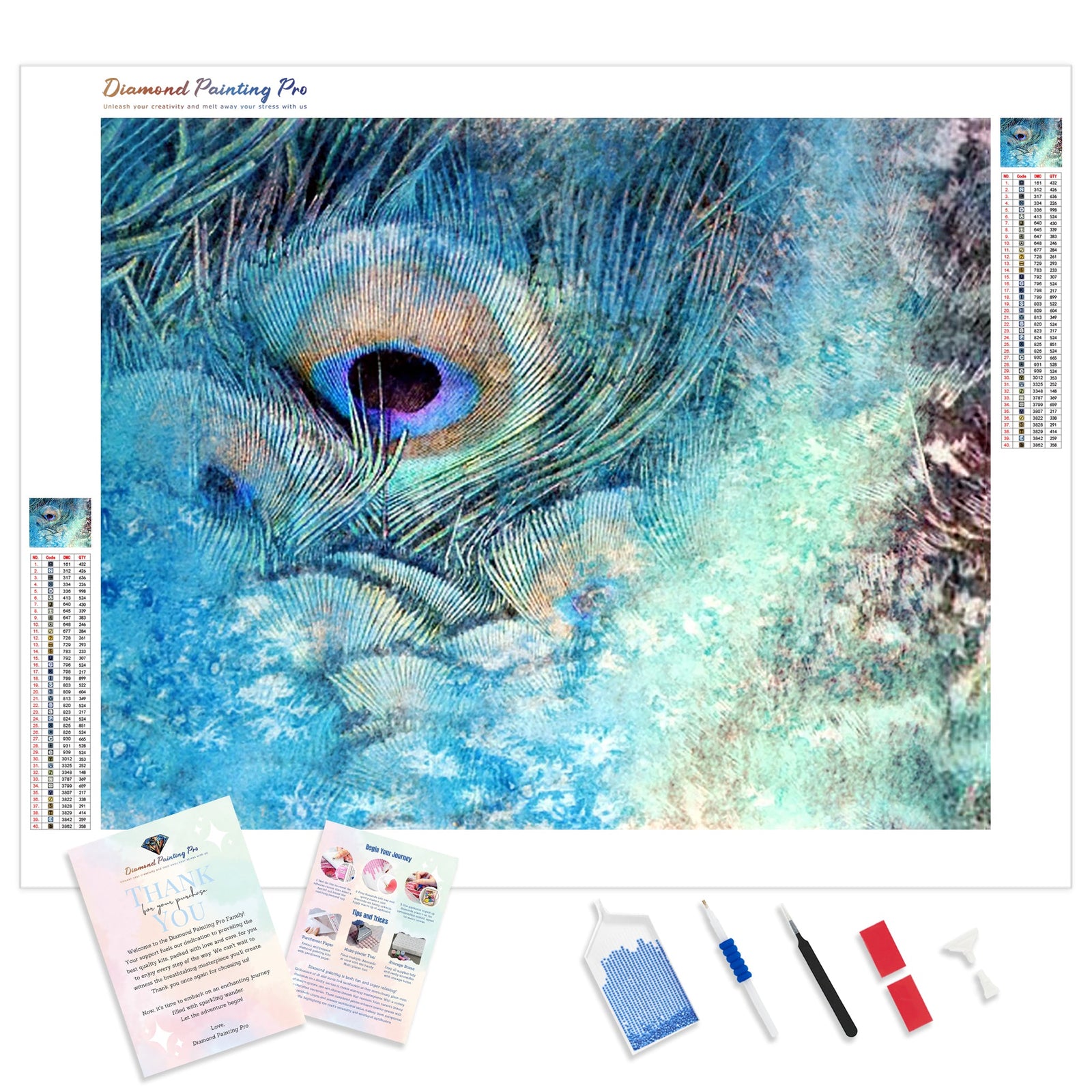 Peacock Feather Abstract | Diamond Painting Kit - Full Drill - Square or Round Diamonds with AB Drills Option