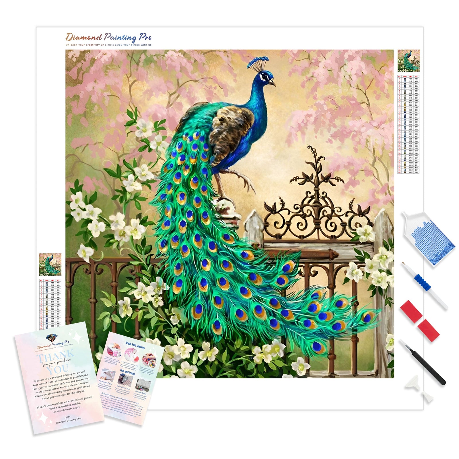 Peacock | Diamond Painting Kit - Full Drill - Square or Round Diamonds with AB Drills Option