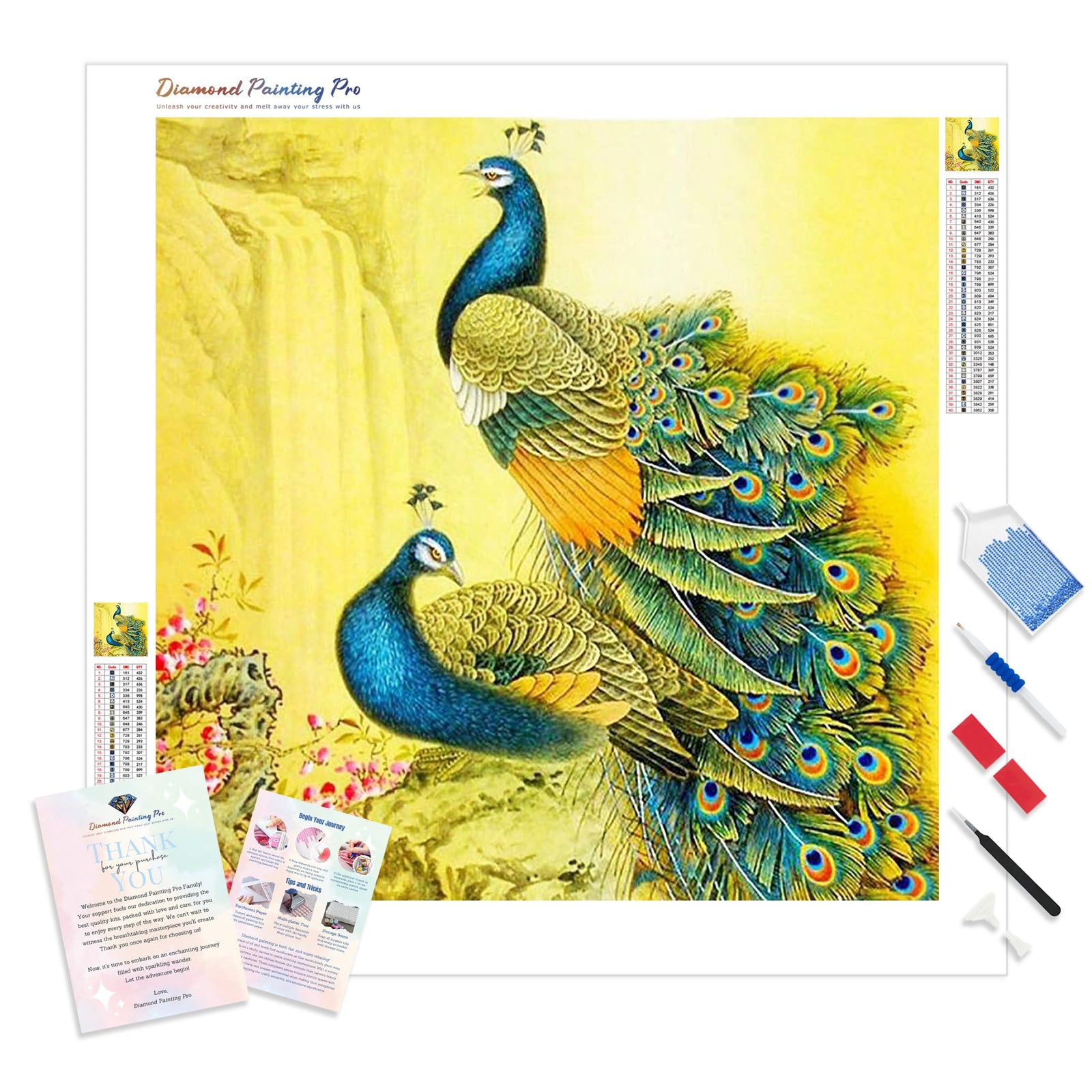 Majestic Peacocks | Diamond Painting Kit - Full Drill - Square or Round Diamonds with AB Drills Option