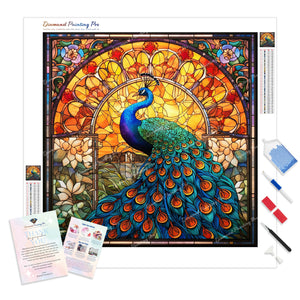 Majestic Peacock Stained Glass | Diamond Painting