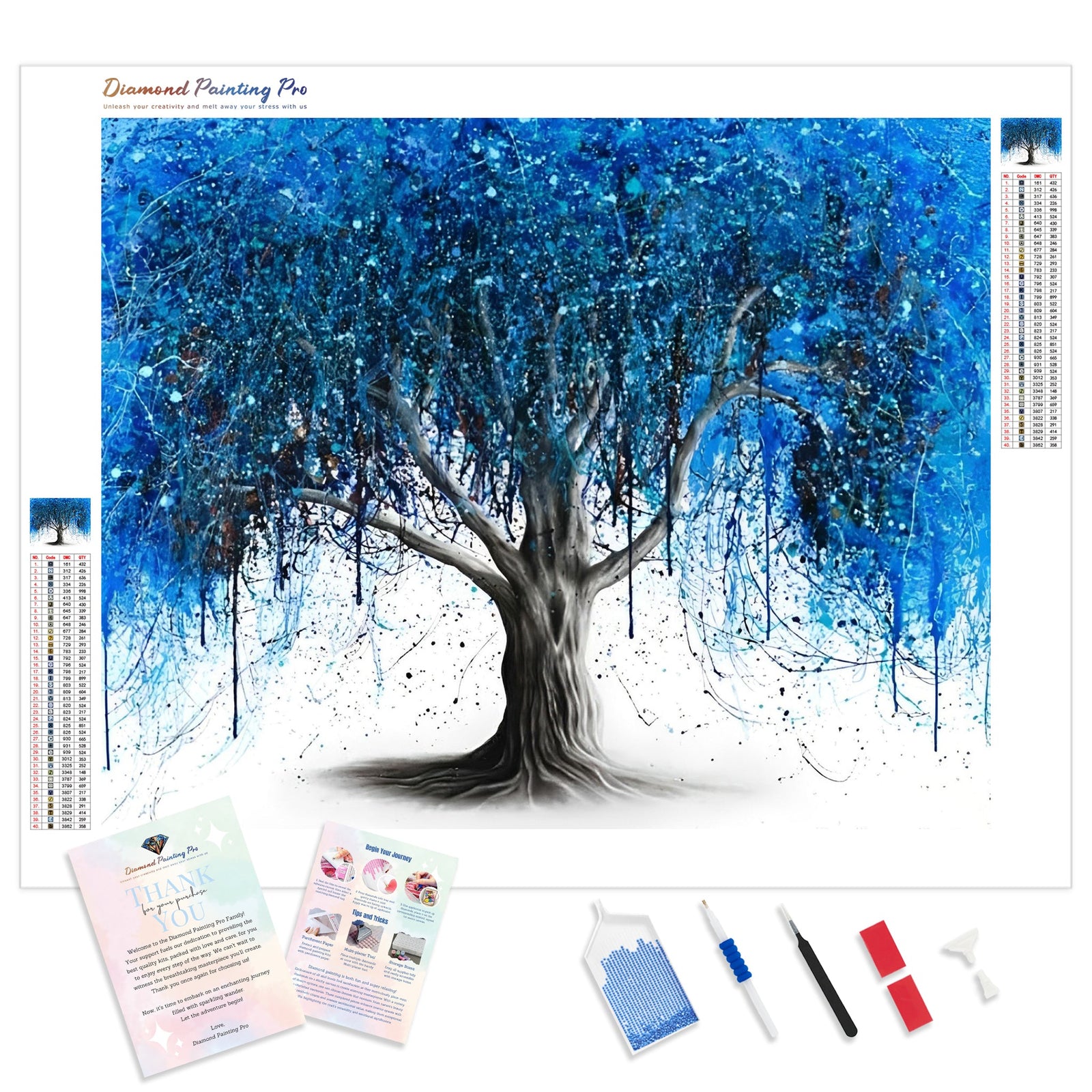 Blue Midnight Tree | Diamond Painting Kit - Full Drill - Square or Round Diamonds with AB Drills Option