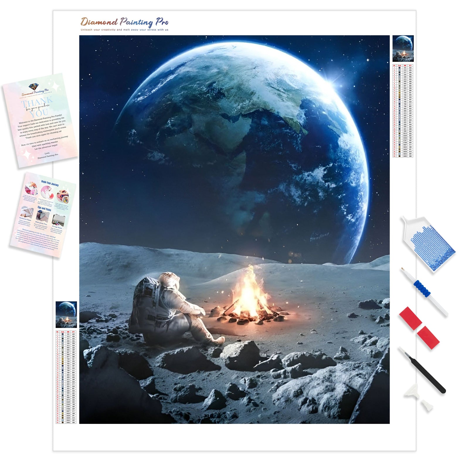 Campfire on the Moon | Diamond Painting Kit - Full Drill - Square or Round Diamonds with AB Drills Option