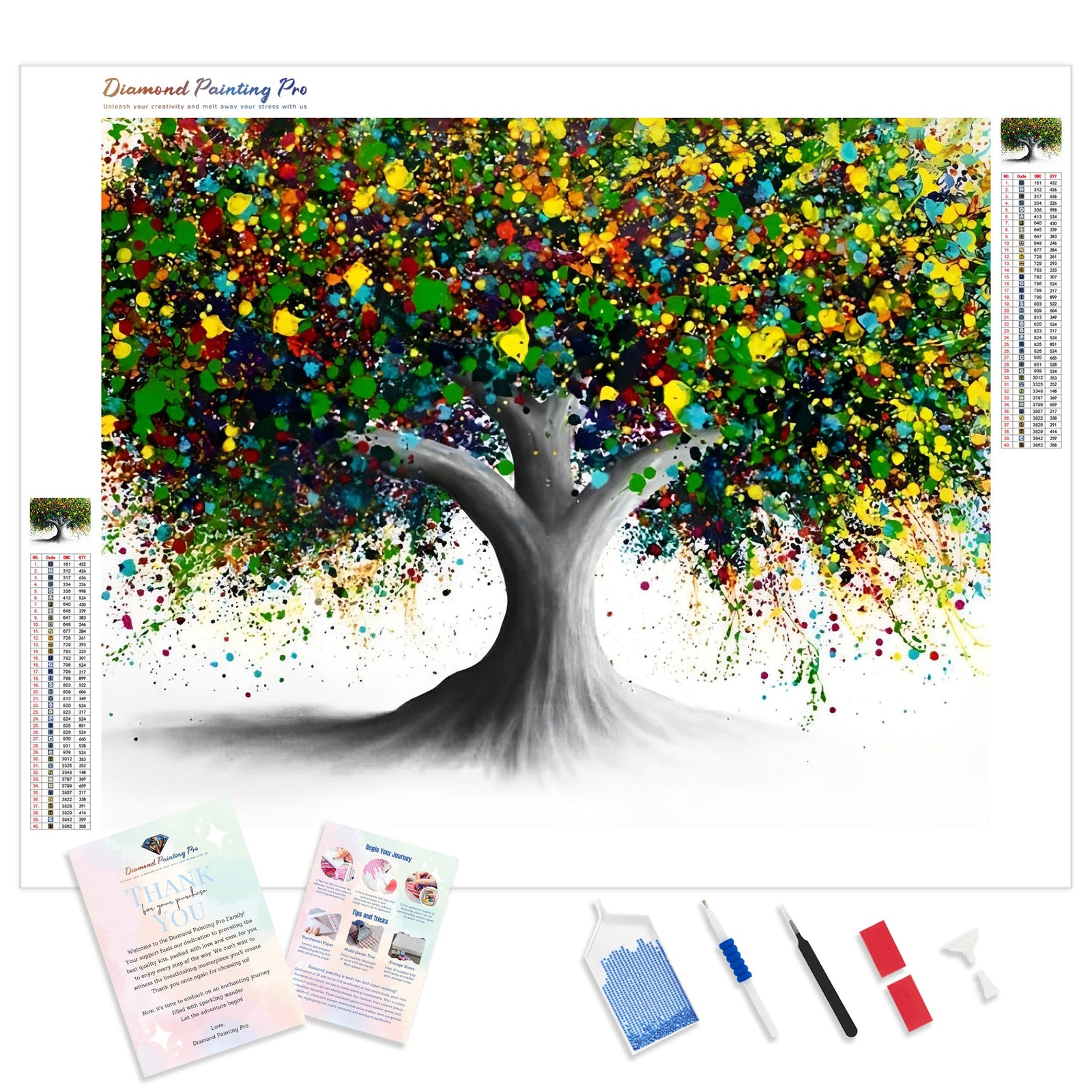 Floral Peace Tree | Diamond Painting Kit - Full Drill - Square or Round Diamonds with AB Drills Option