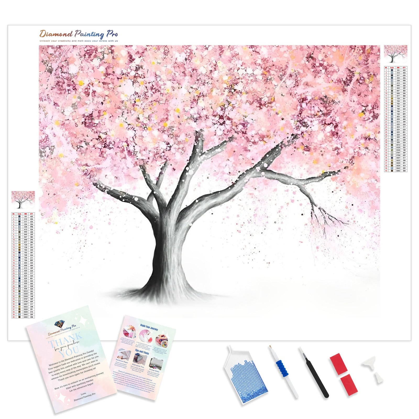 Mountain Blossom Tree | Diamond Painting Kit - Full Drill - Square or Round Diamonds with AB Drills Option