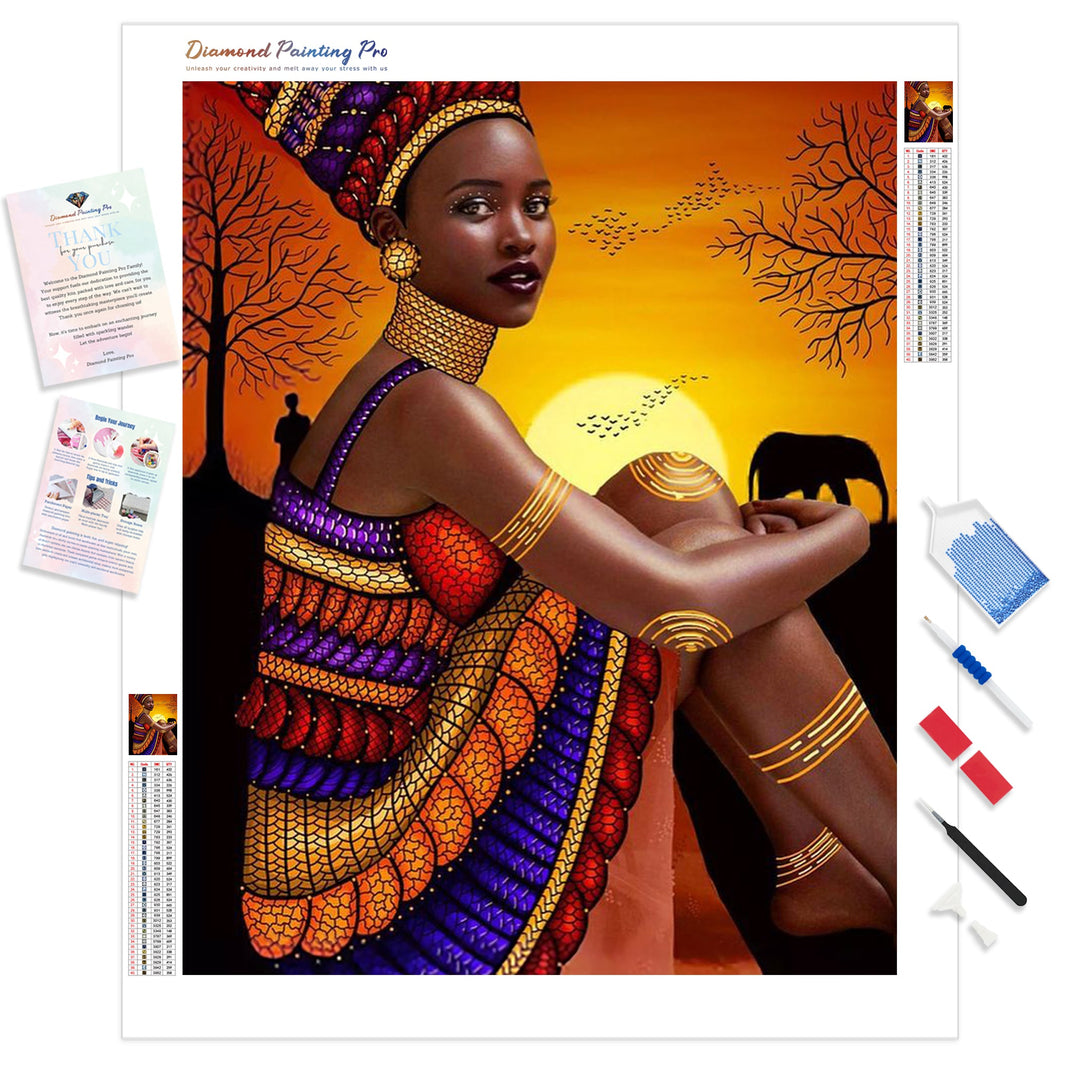 African American Woman | Diamond Painting Kit - Full Drill - Square or Round Diamonds with AB Drills Option