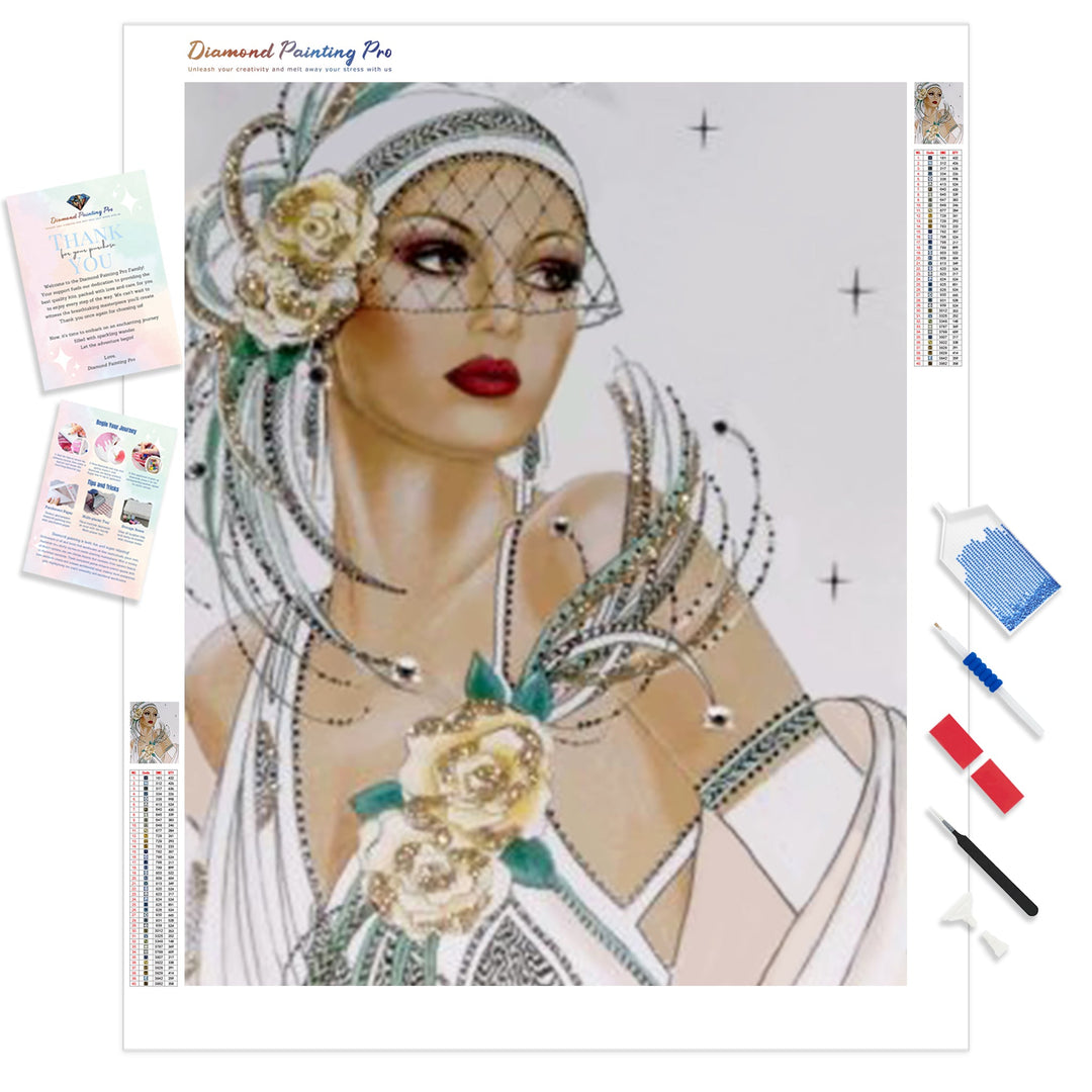 Lady in Gown Portrait | Diamond Painting Kit - Full Drill - Square or Round Diamonds with AB Drills Option