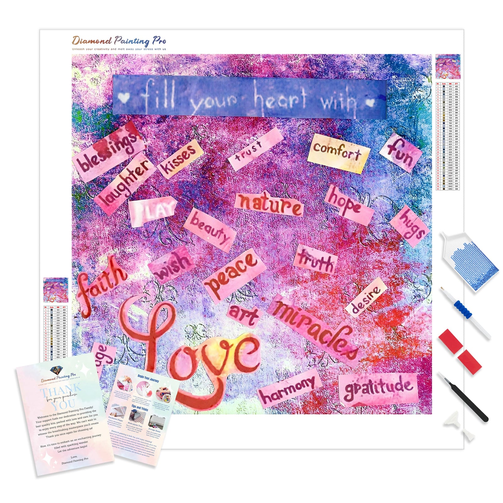 Fill Your Heart With... | Diamond Painting Kit - Full Drill - Square or Round Diamonds with AB Drills Option