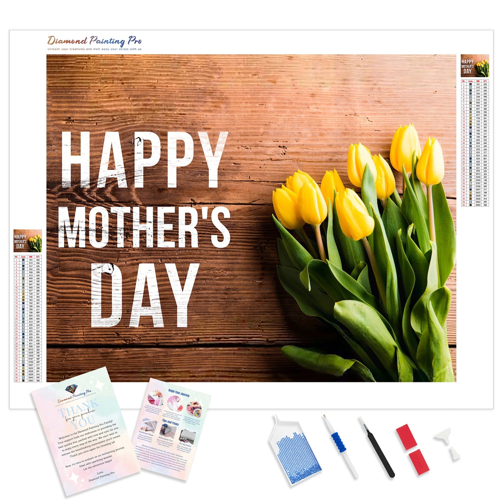 Happy Mother's Day | Diamond Painting Kit - Full Drill - Square or Round Diamonds with AB Drills Option