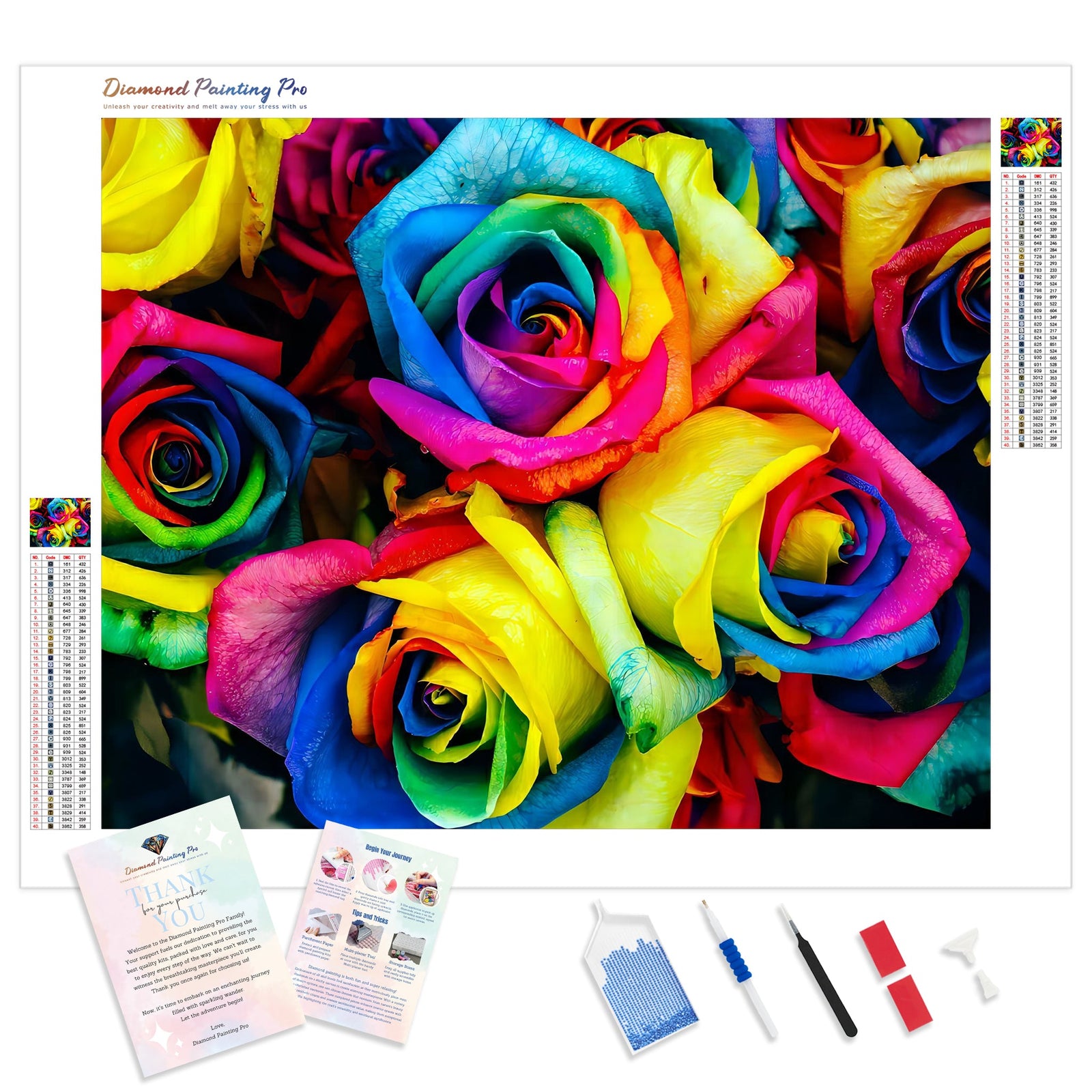 Rainbow Bouquet | Diamond Painting Kit - Full Drill - Square or Round Diamonds with AB Drills Option