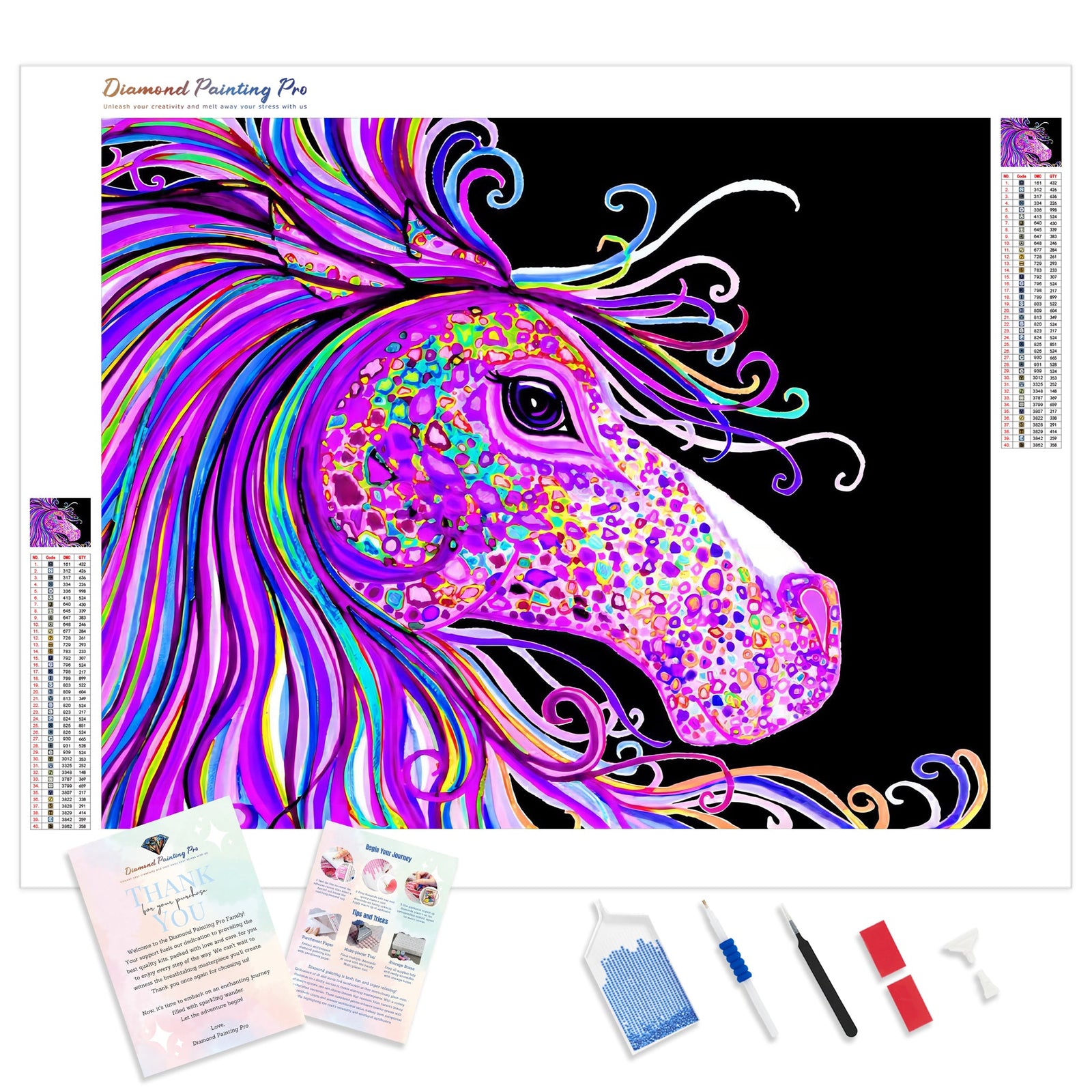 Rainbow Spotted Horse Head | Diamond Painting Kit - Full Drill - Square or Round Diamonds with AB Drills Option