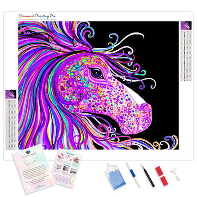 Rainbow Spotted Horse Head | Diamond Painting Kit - Full Drill - Square or Round Diamonds with AB Drills Option