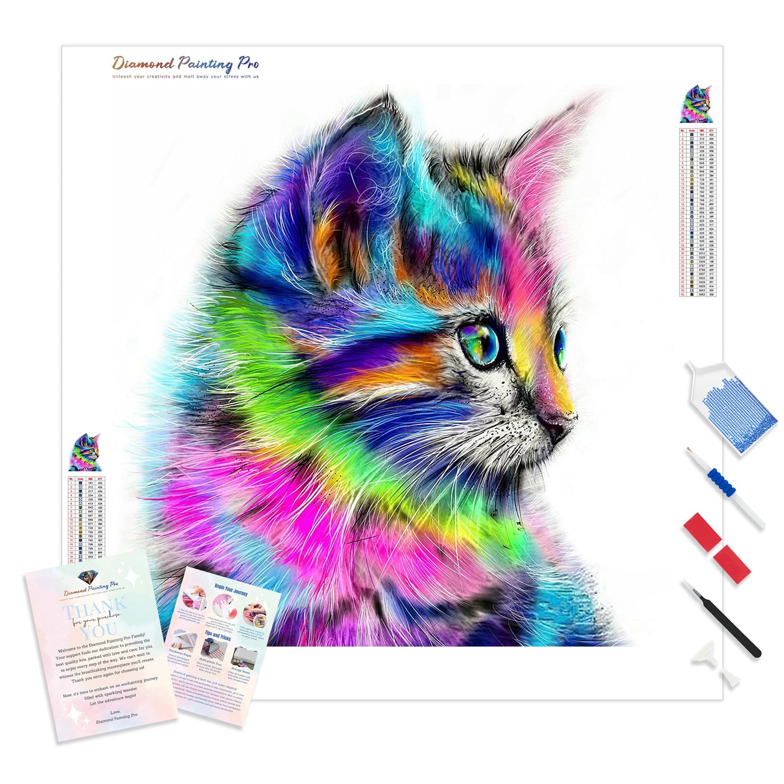 Jumbo Kaleidoscope Kitty | Diamond Painting Kit - Full Drill - Square or Round Diamonds with AB Drills Option