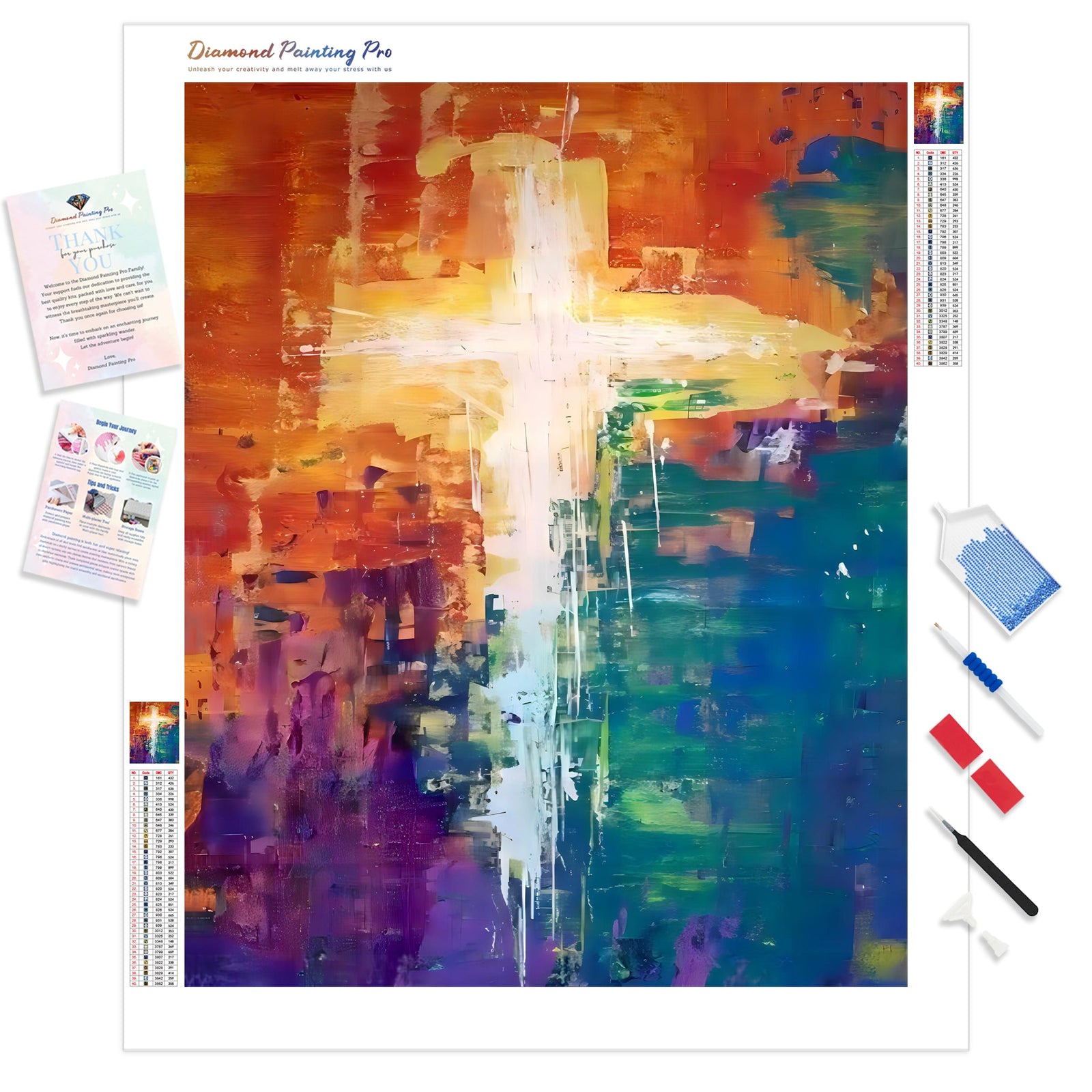 Abstract Cross | Diamond Painting Kit - Full Drill - Square or Round Diamonds with AB Drills Option