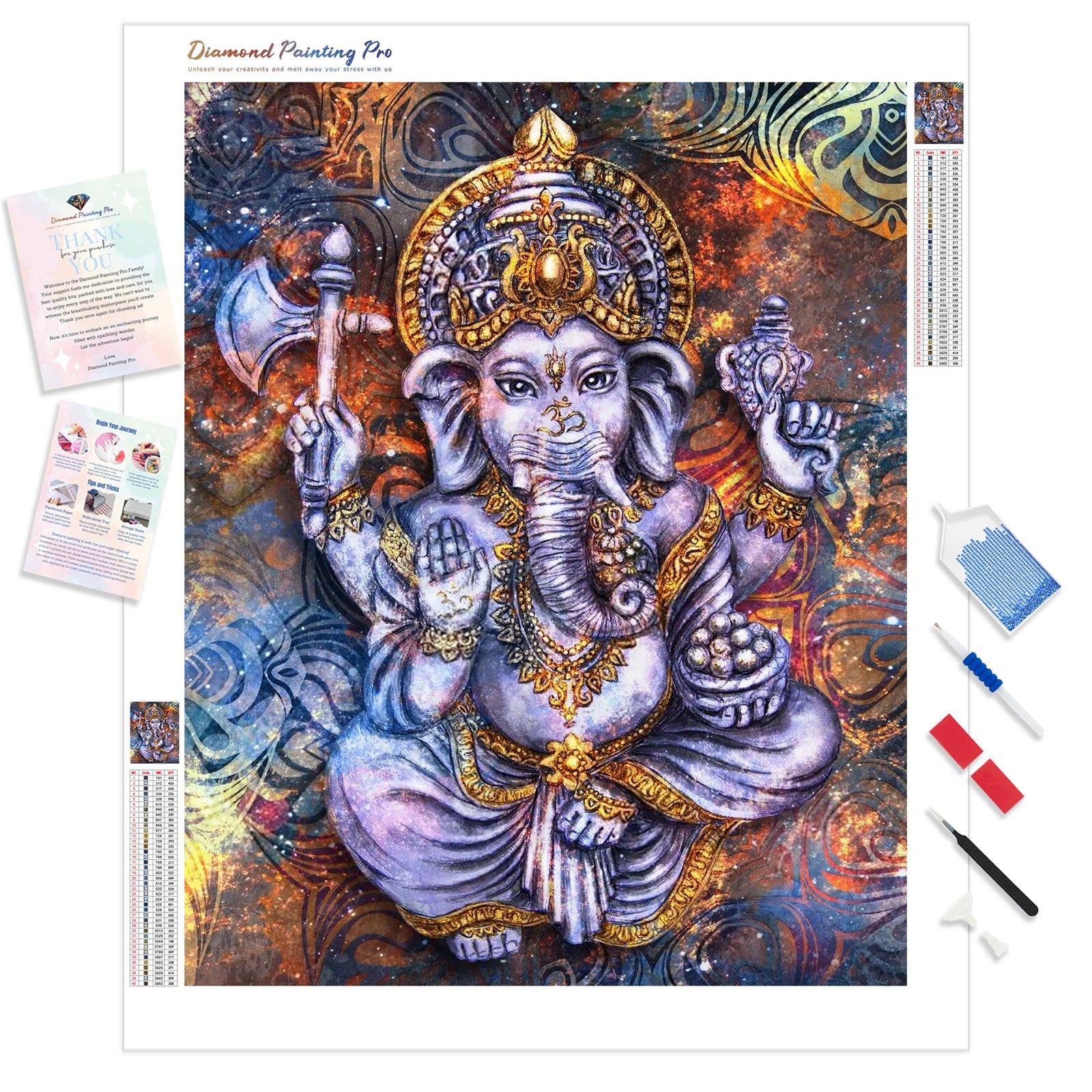 Spiritual Ganesha | Diamond Painting Kit - Full Drill - Square or Round Diamonds with AB Drills Option