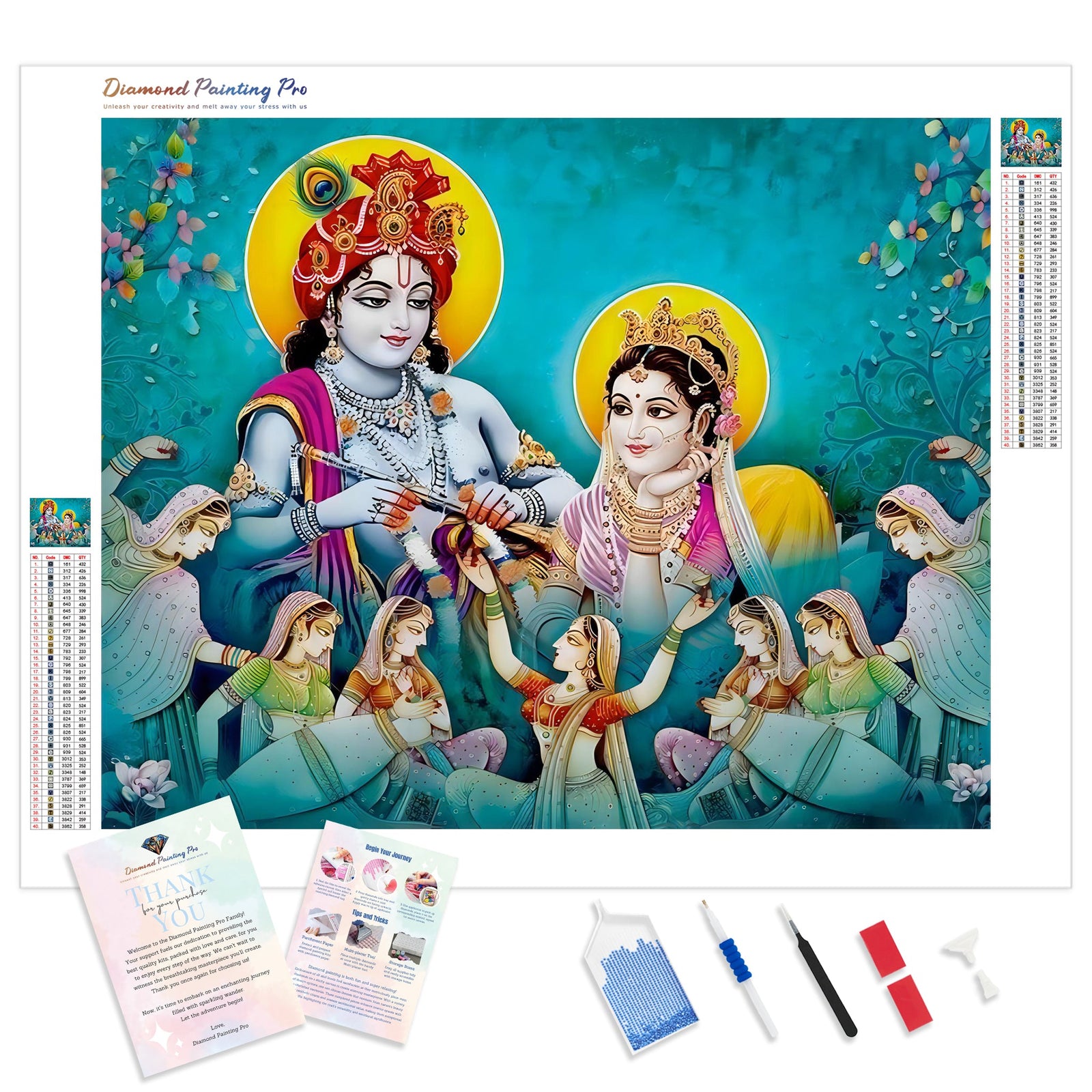 Lord Radha & Krishna Love Song | Diamond Painting Kit - Full Drill - Square or Round Diamonds with AB Drills Option