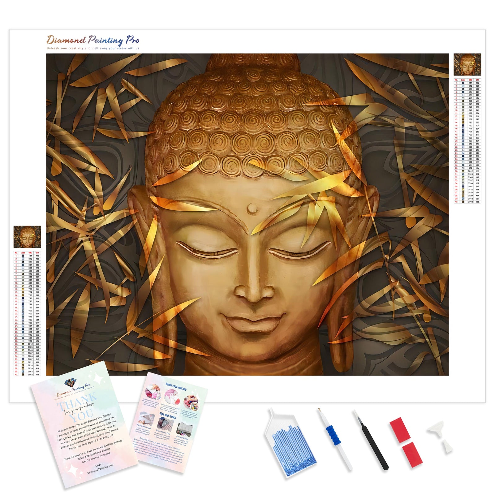 Smiling Golden Buddha | Diamond Painting Kit - Full Drill - Square or Round Diamonds with AB Drills Option