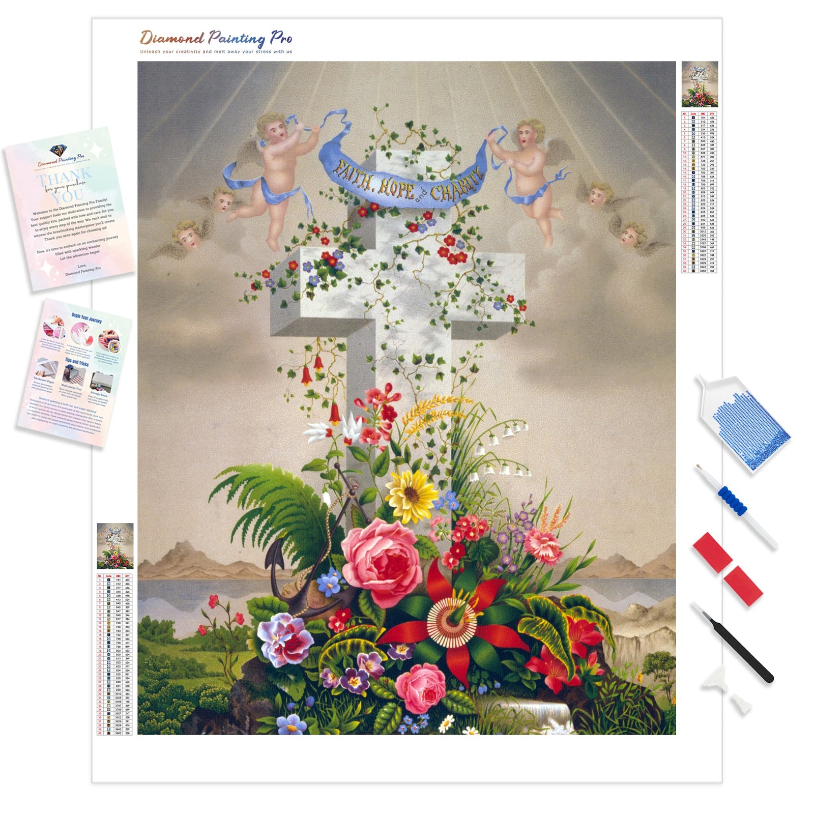 Faith Hope Charity | Diamond Painting Kit - Full Drill - Square or Round Diamonds with AB Drills Option