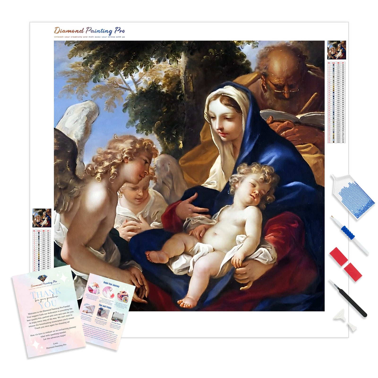 Holy Family and Angels | Diamond Painting Kit - Full Drill - Square or Round Diamonds with AB Drills Option