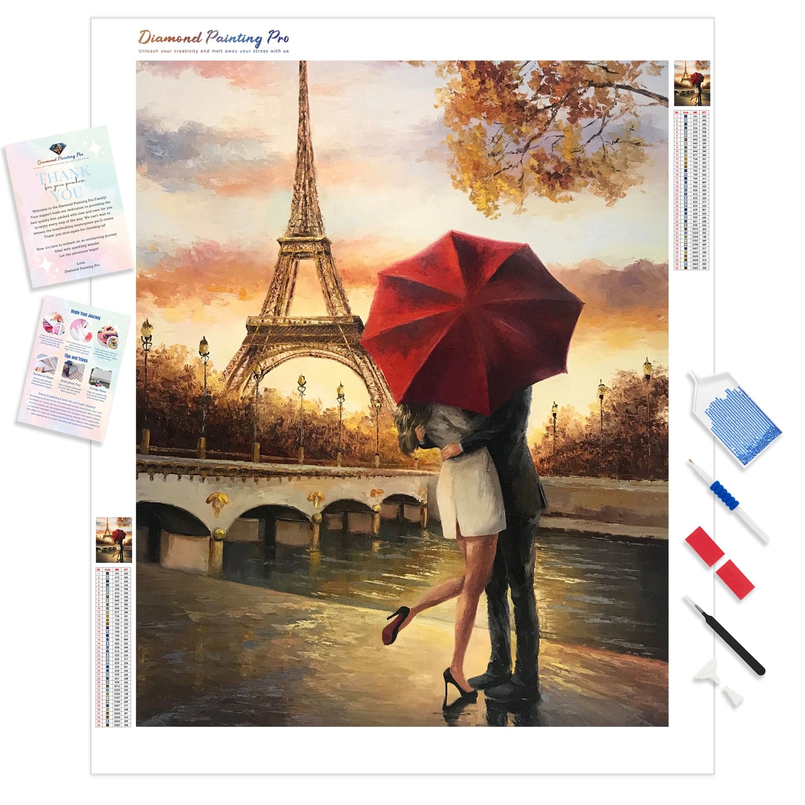 Eiffel Tower and Couple | Diamond Painting Kit - Full Drill - Square or Round Diamonds with AB Drills Option