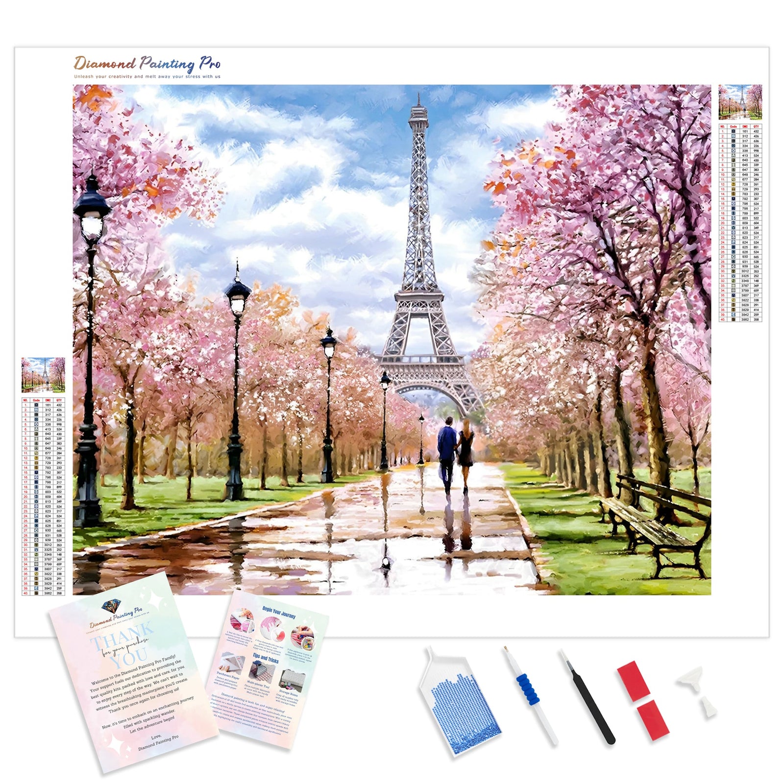 Romantic Eiffel Walk | Diamond Painting Kit - Full Drill - Square or Round Diamonds with AB Drills Option