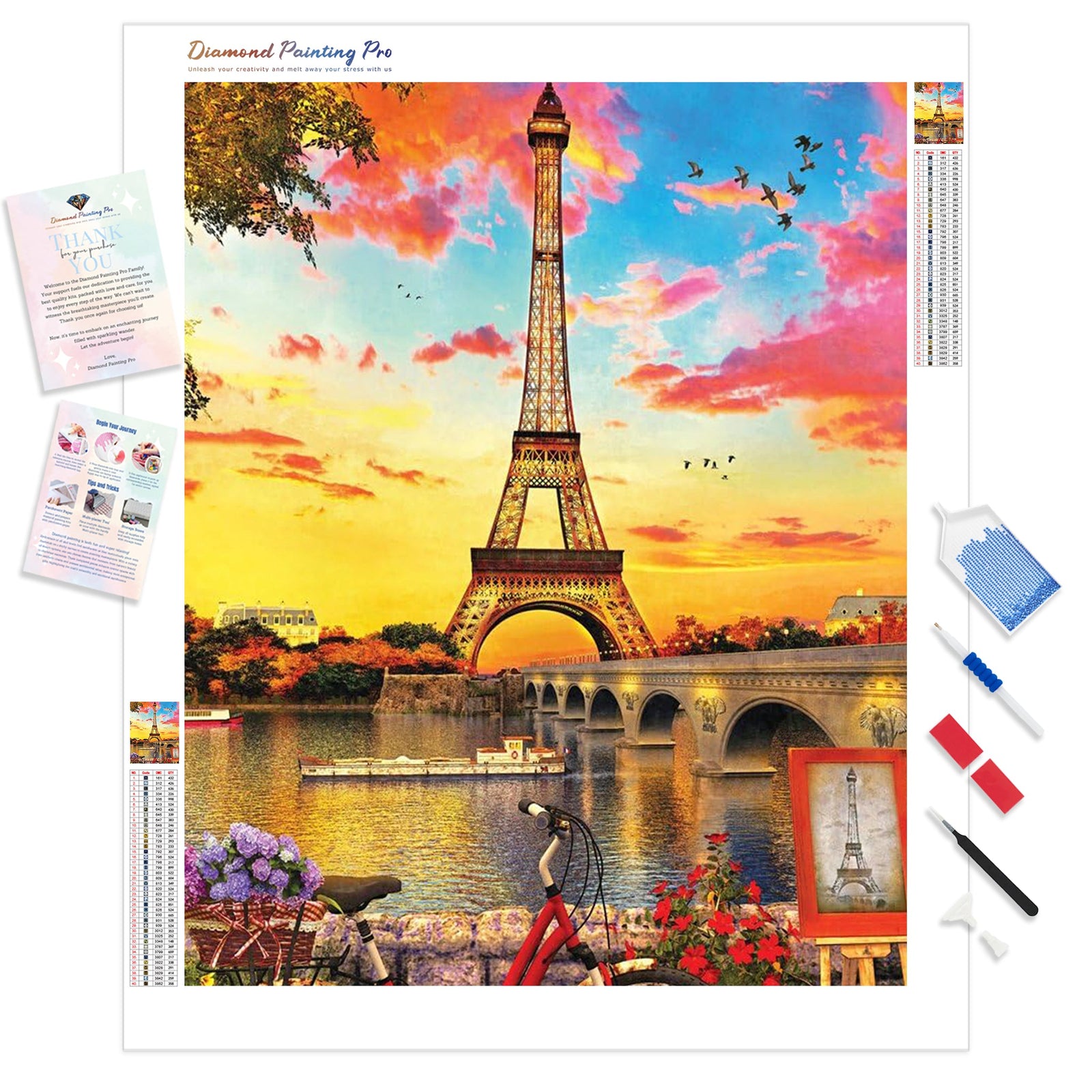 Vivid Eiffel Tower | Diamond Painting Kit - Full Drill - Square or Round Diamonds with AB Drills Option