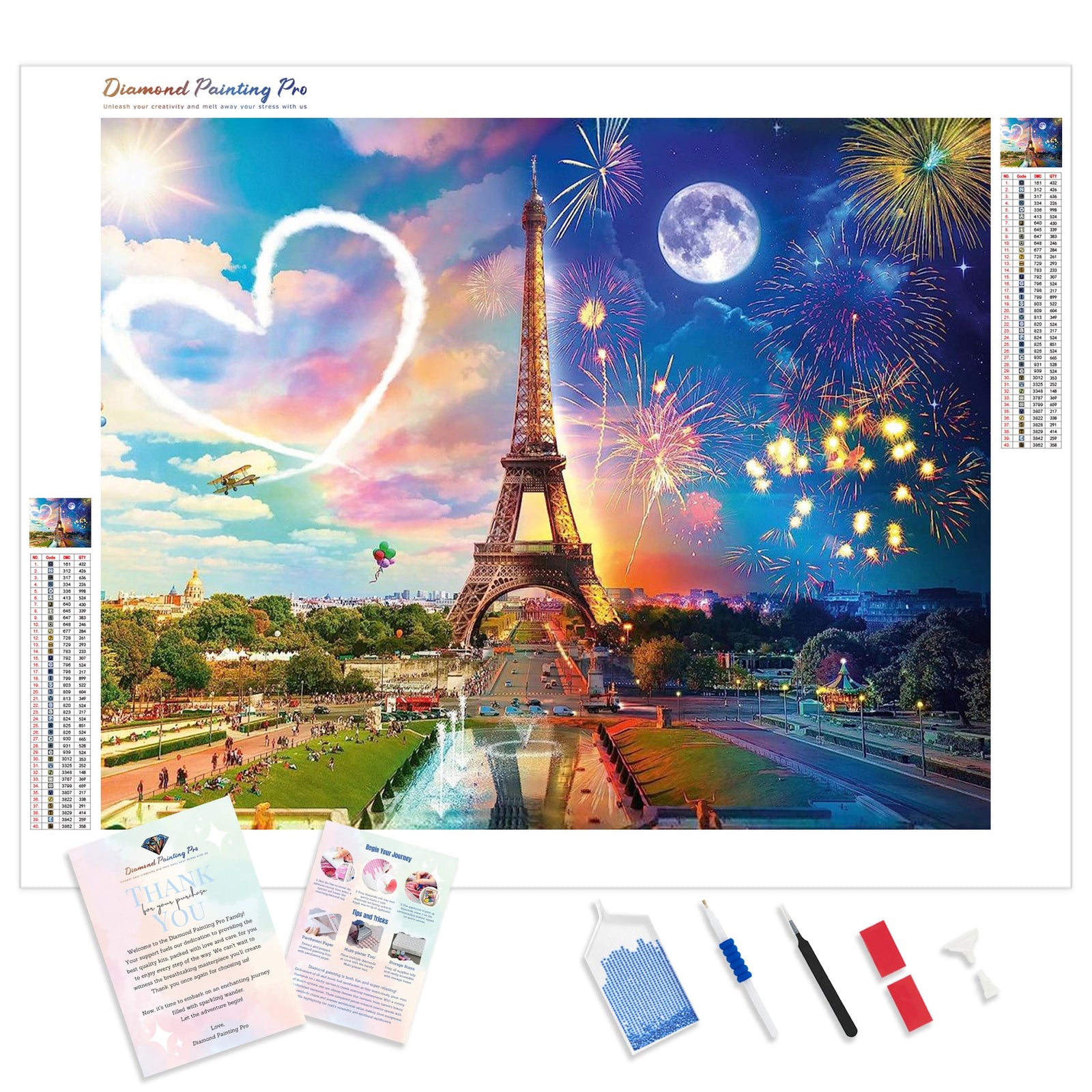 Romantic Eiffel Love | Diamond Painting Kit - Full Drill - Square or Round Diamonds with AB Drills Option