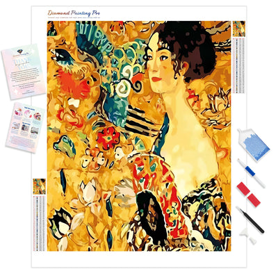 Lady with Fan - Gustav Klimt | Diamond Painting Kit - Full Drill - Square or Round Diamonds with AB Drills Option