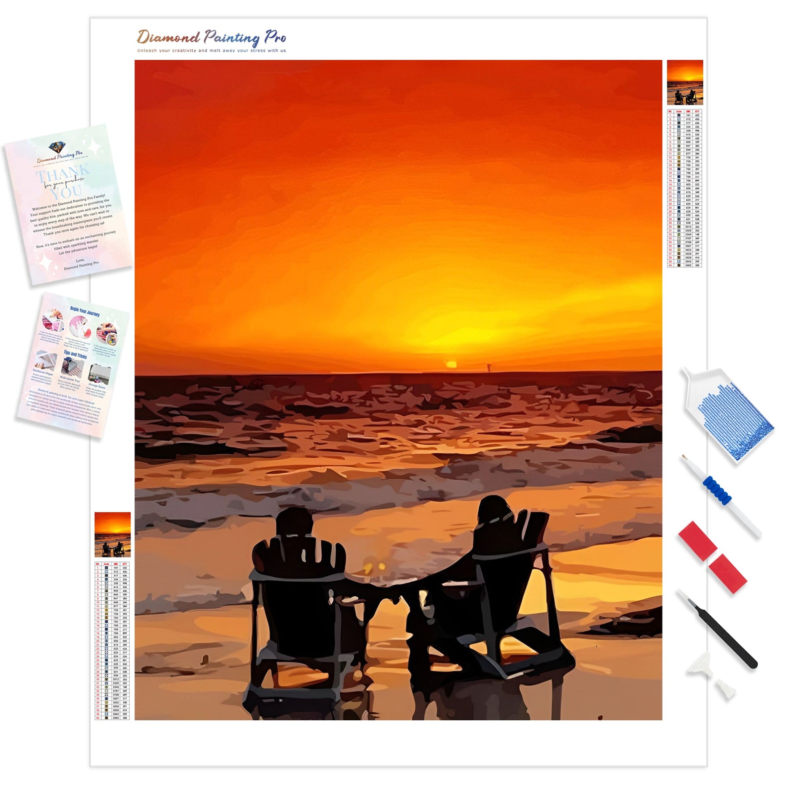 Romantic Beach and Sunset | Diamond Painting Kit - Full Drill - Square or Round Diamonds with AB Drills Option