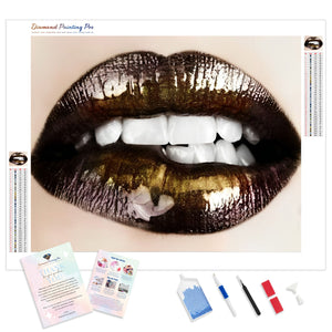 Black & Gold Lips | Diamond Painting