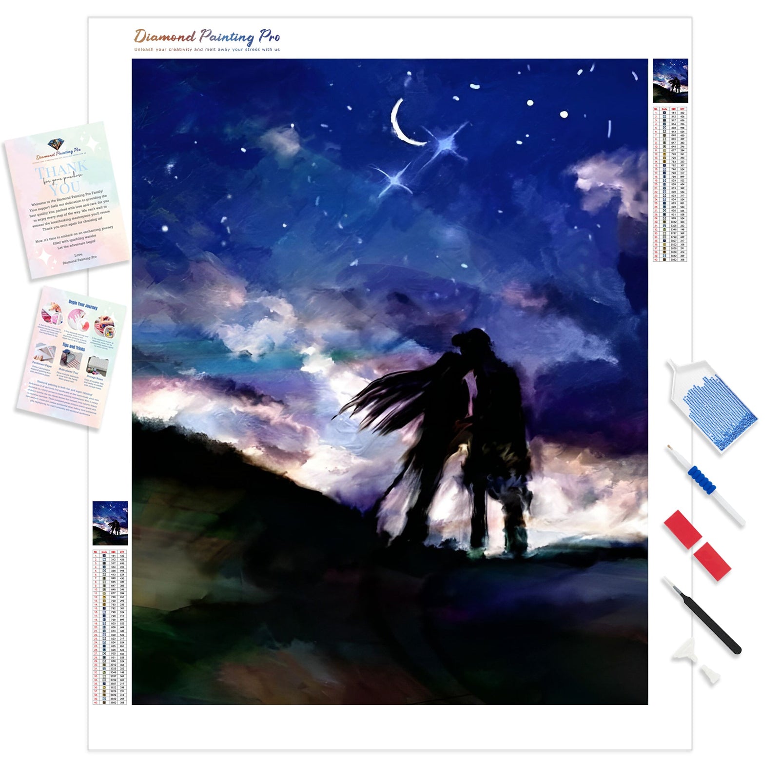 Kissing Under the Stars | Diamond Painting Kit - Full Drill - Square or Round Diamonds with AB Drills Option