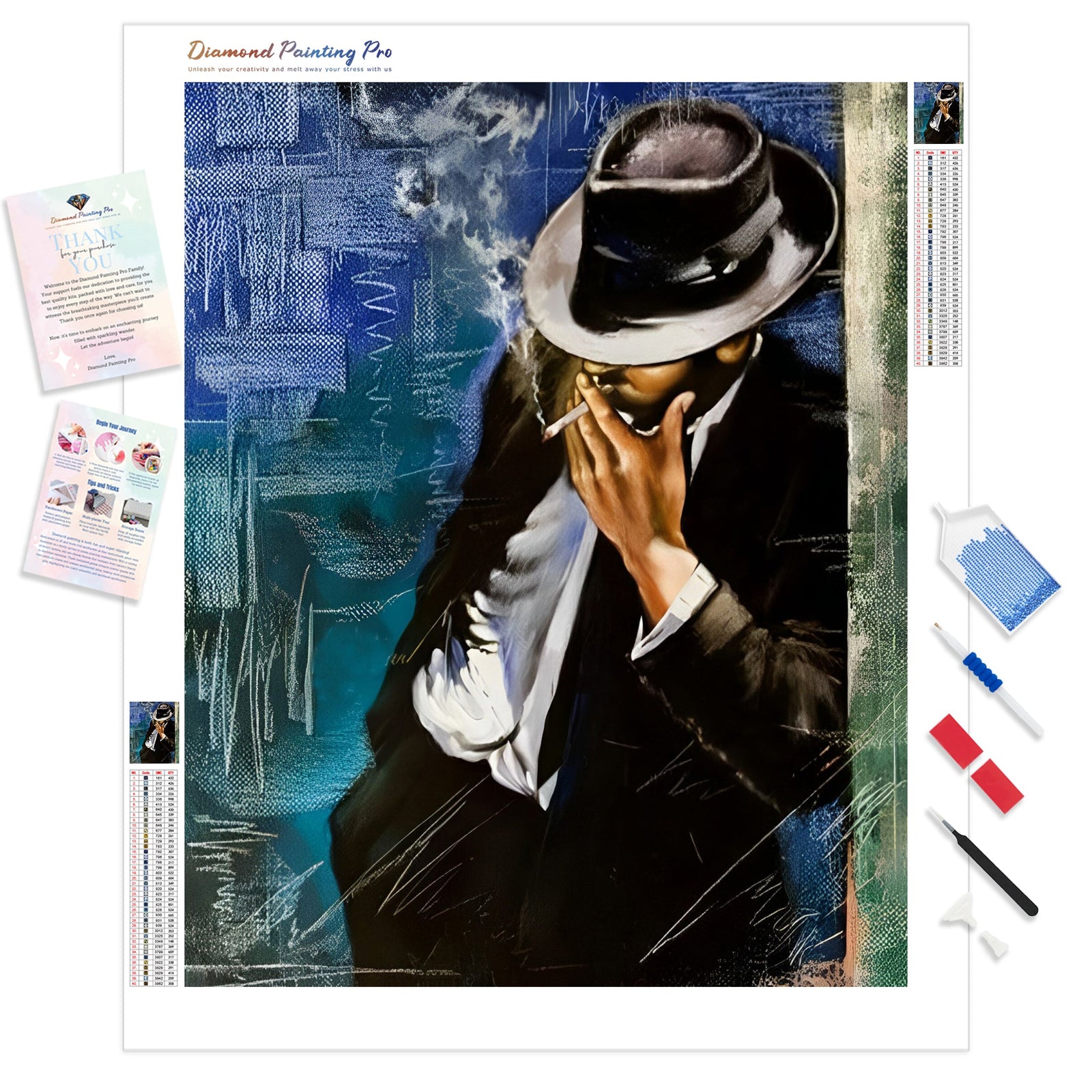 Smoking Man | Diamond Painting Kit - Full Drill - Square or Round Diamonds with AB Drills Option